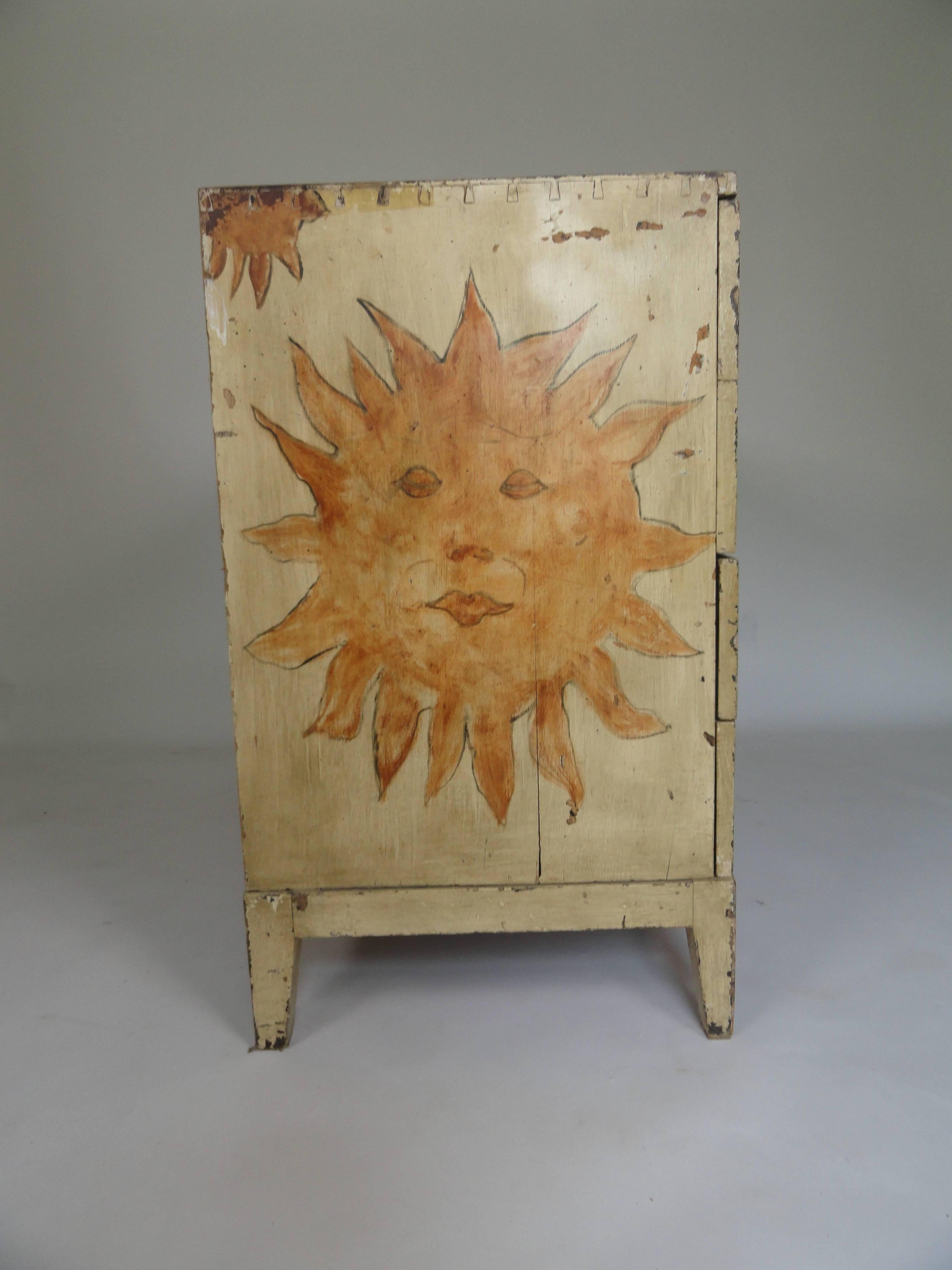 Wood American Folk Art Sunburst Chest