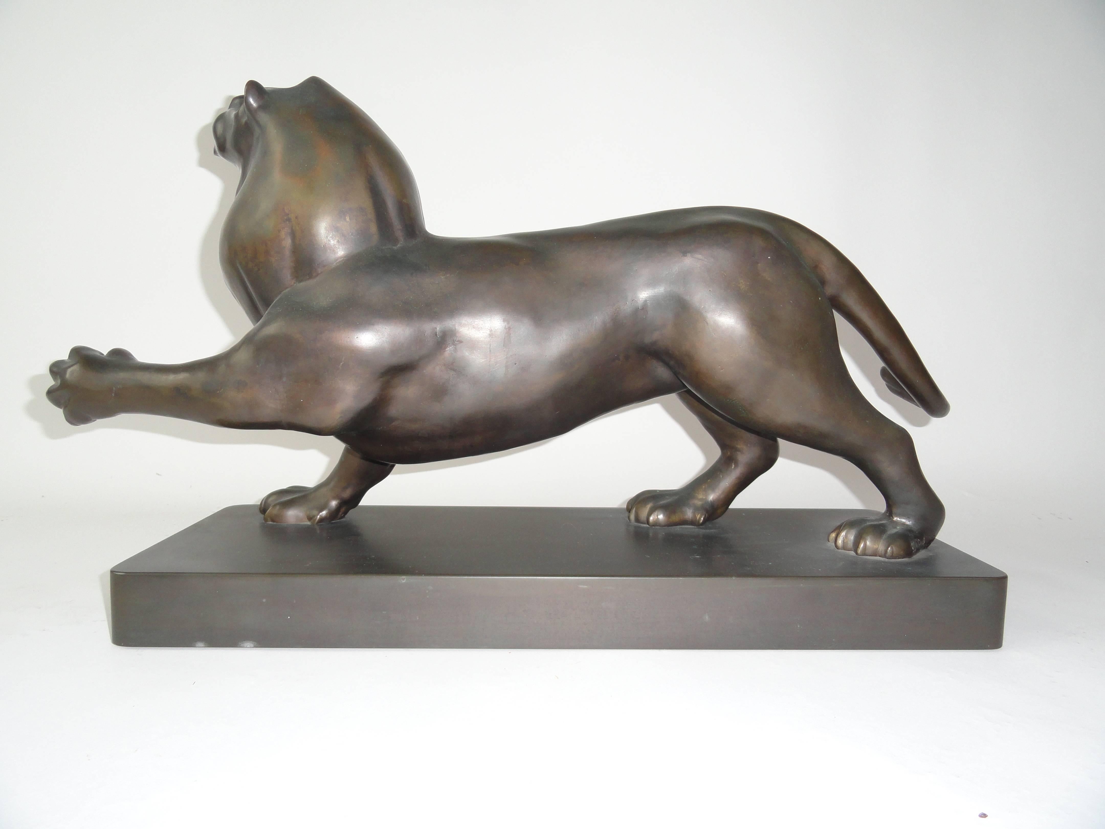 American Roberto Estevez, Signed, Lion in Bronze For Sale