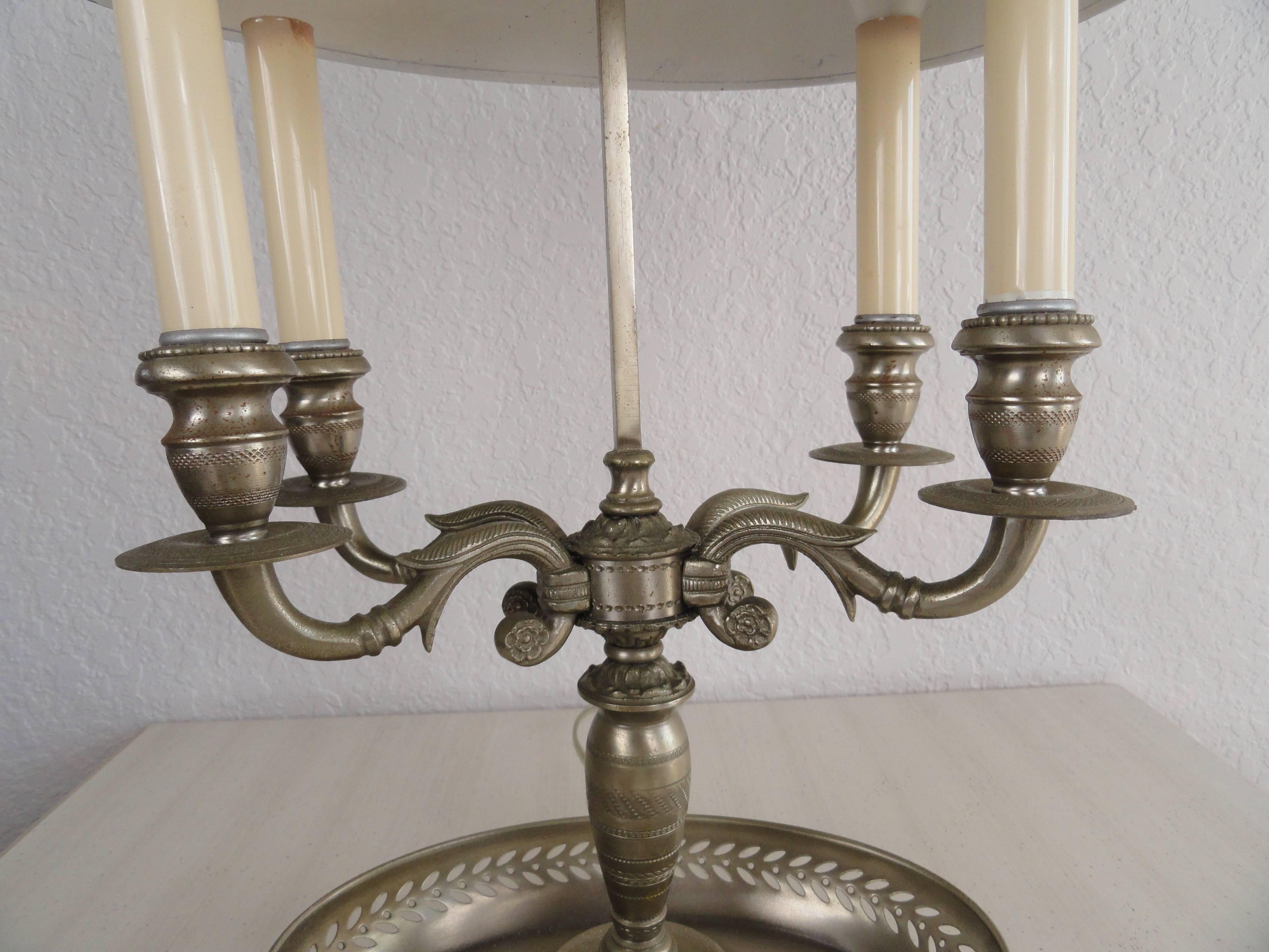 Neoclassical Pewter French Bouillotte Lamp For Sale