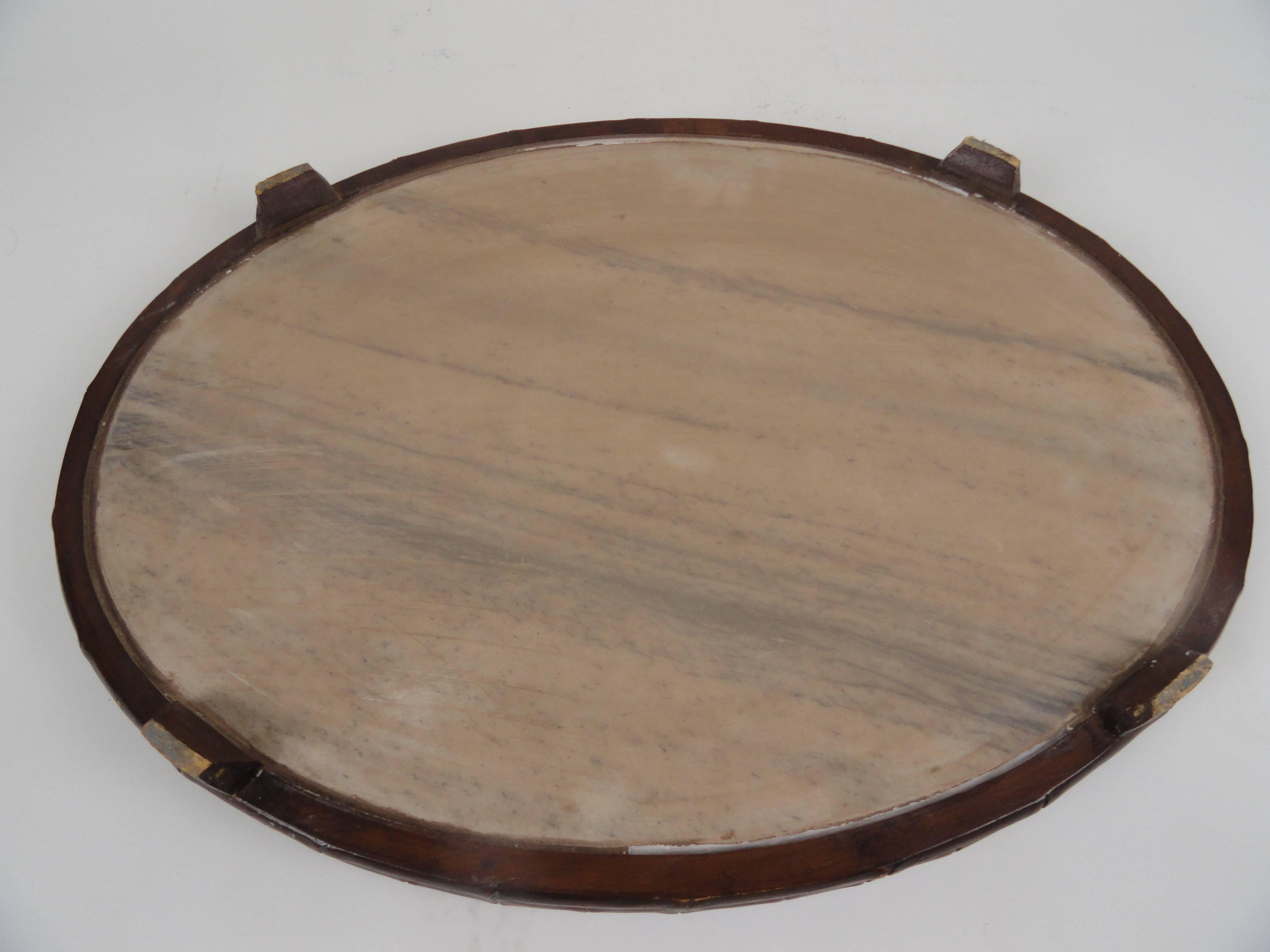 Chinese Elliptical Marble Serving Tray For Sale 1