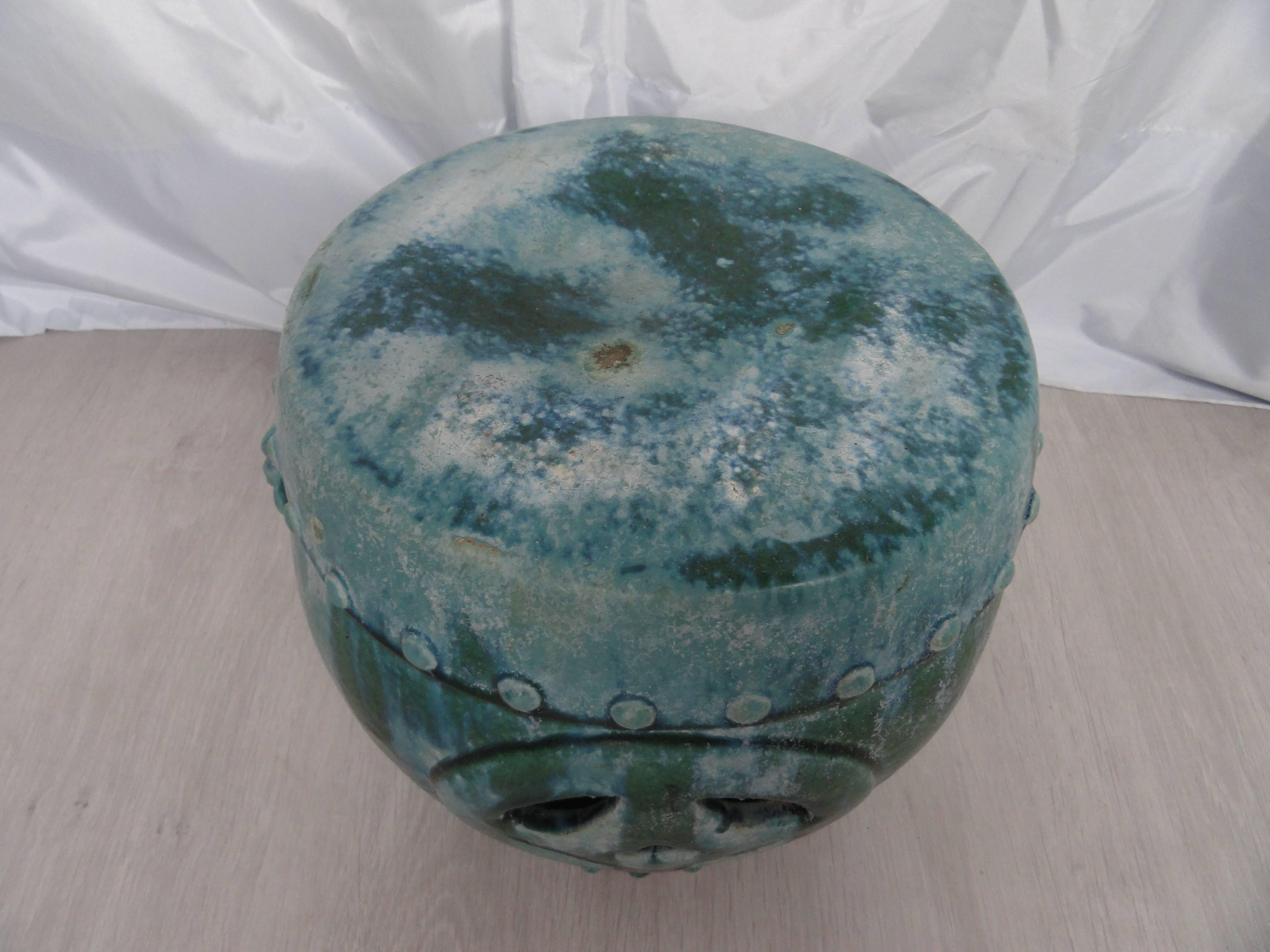 19th Century Chinese Green Garden Seat II In Good Condition For Sale In West Palm Beach, FL