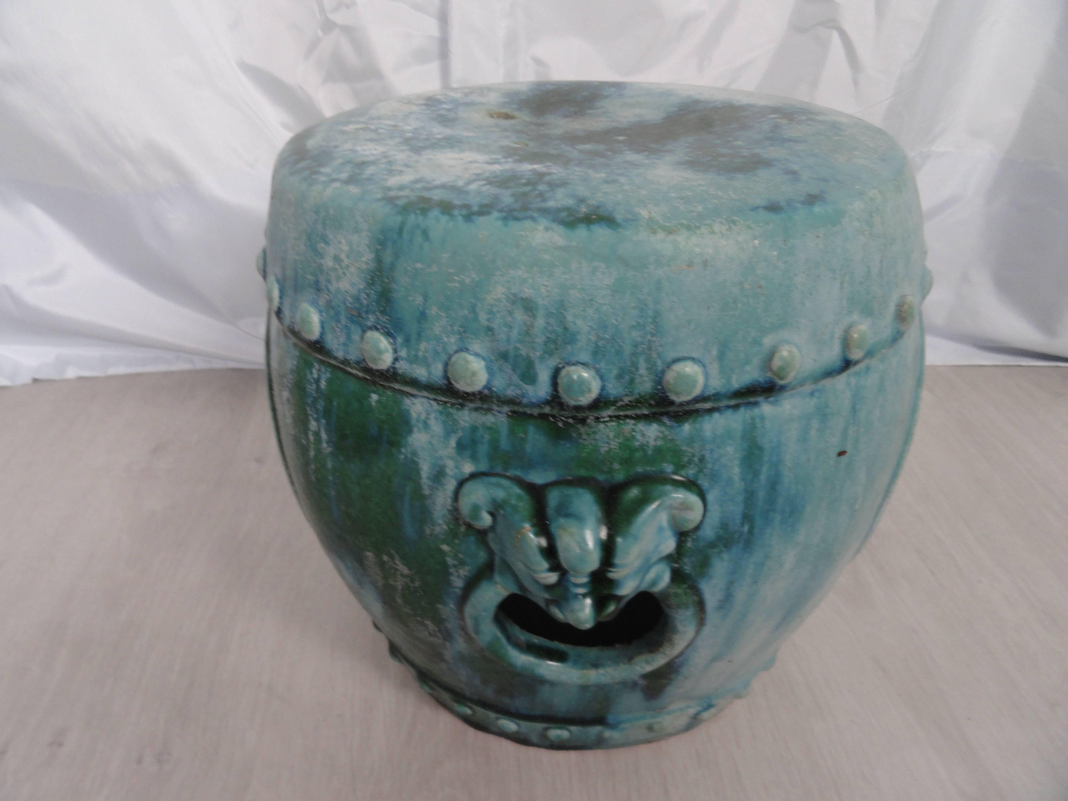 Ceramic 19th Century Chinese Green Garden Seat II For Sale