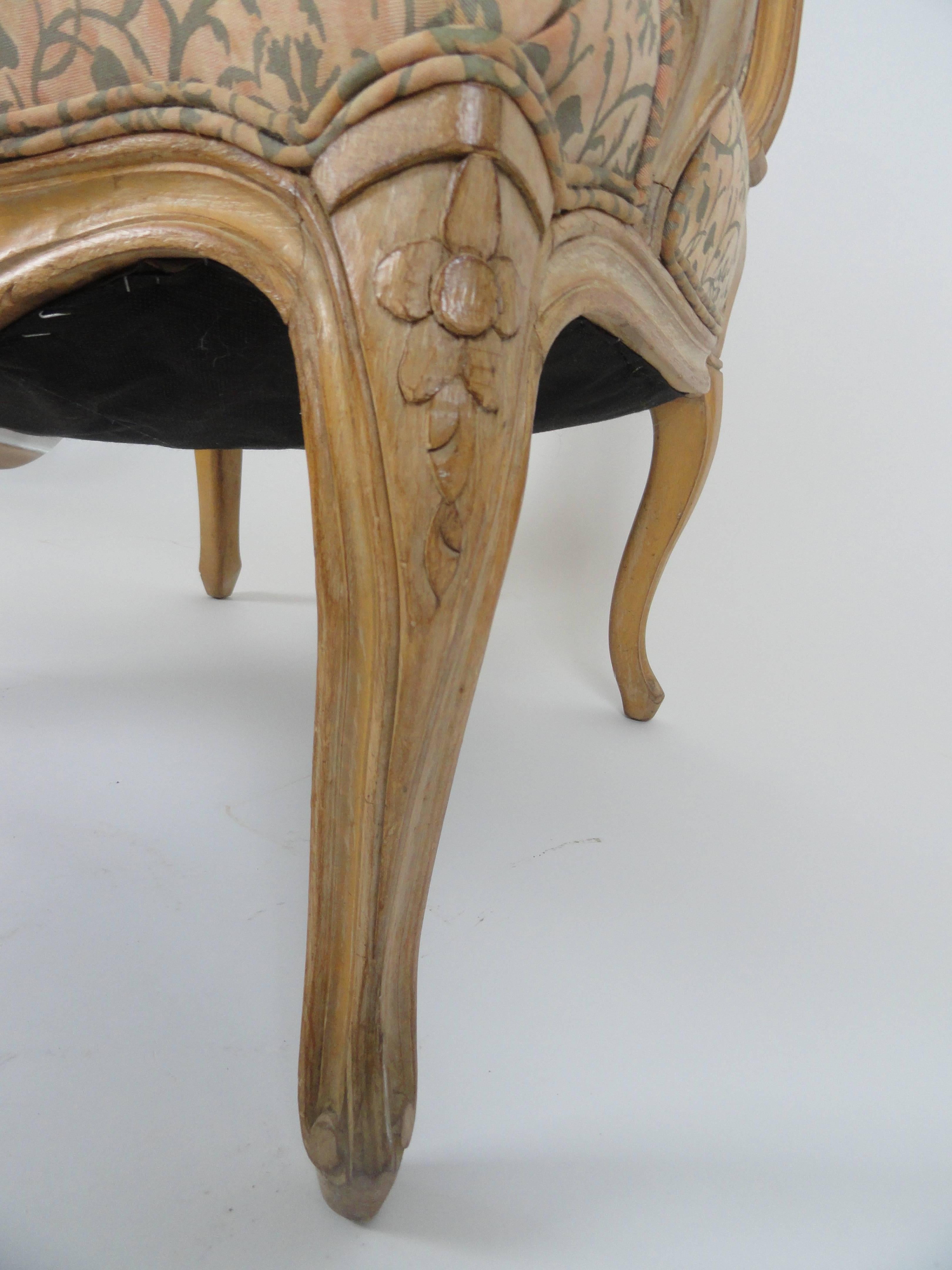 Pair of Louis XV Style Beechwood Carved Fauteuils For Sale 1