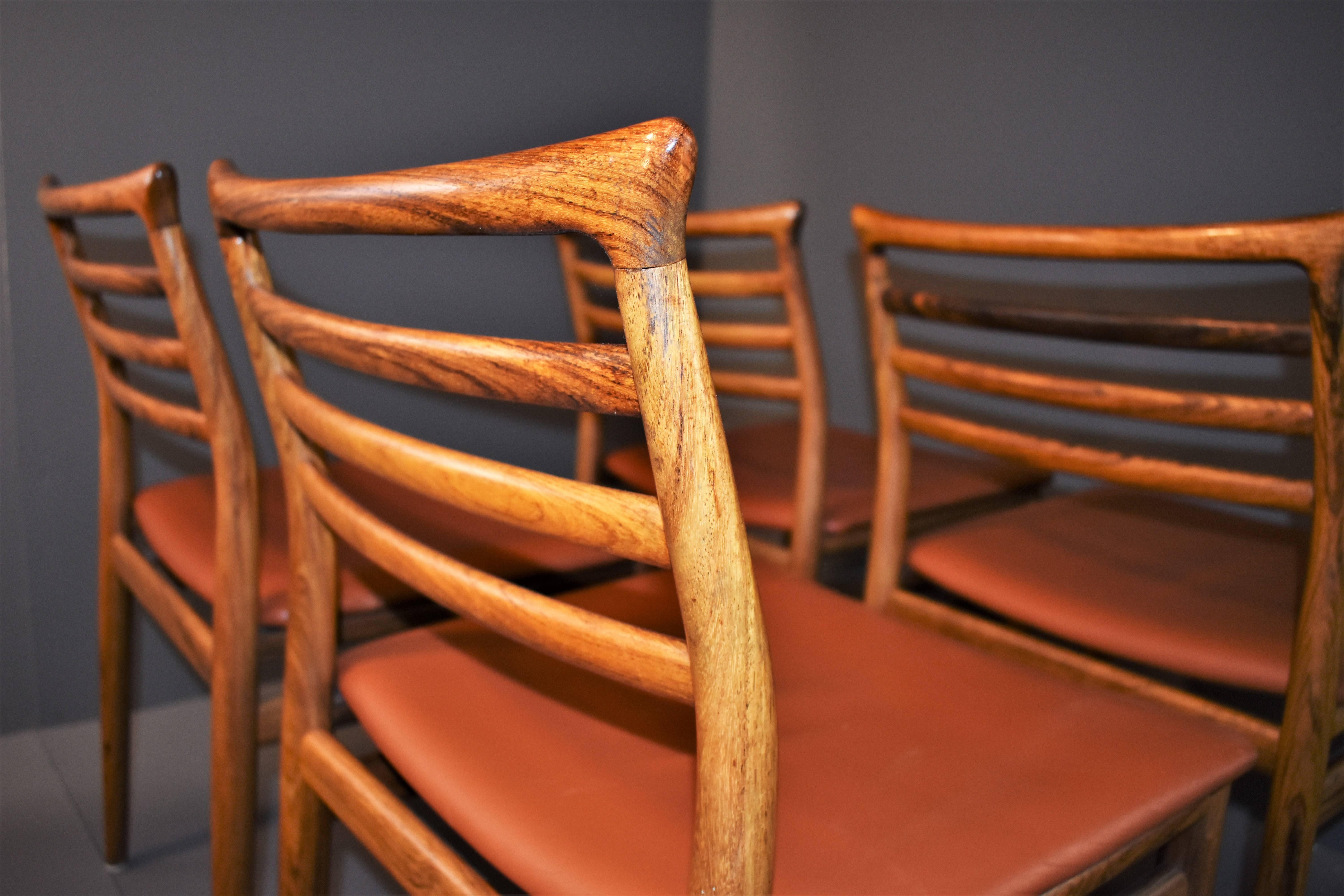Mid-Century Modern Erling Torvits Rosewood Mid-Century Dining Chairs For Sale