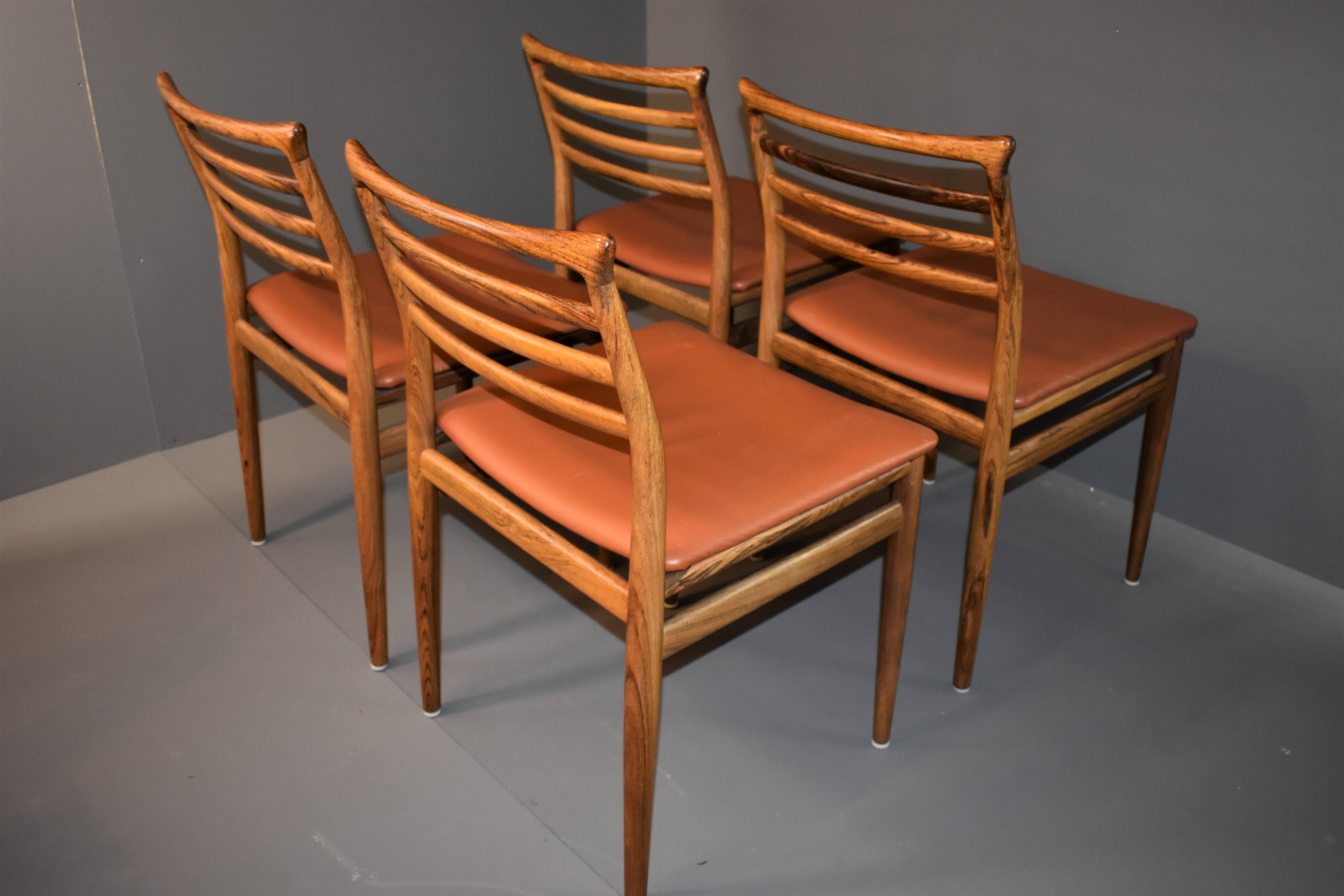 Erling Torvits Rosewood Mid-Century Dining Chairs In Excellent Condition For Sale In Odense, DK