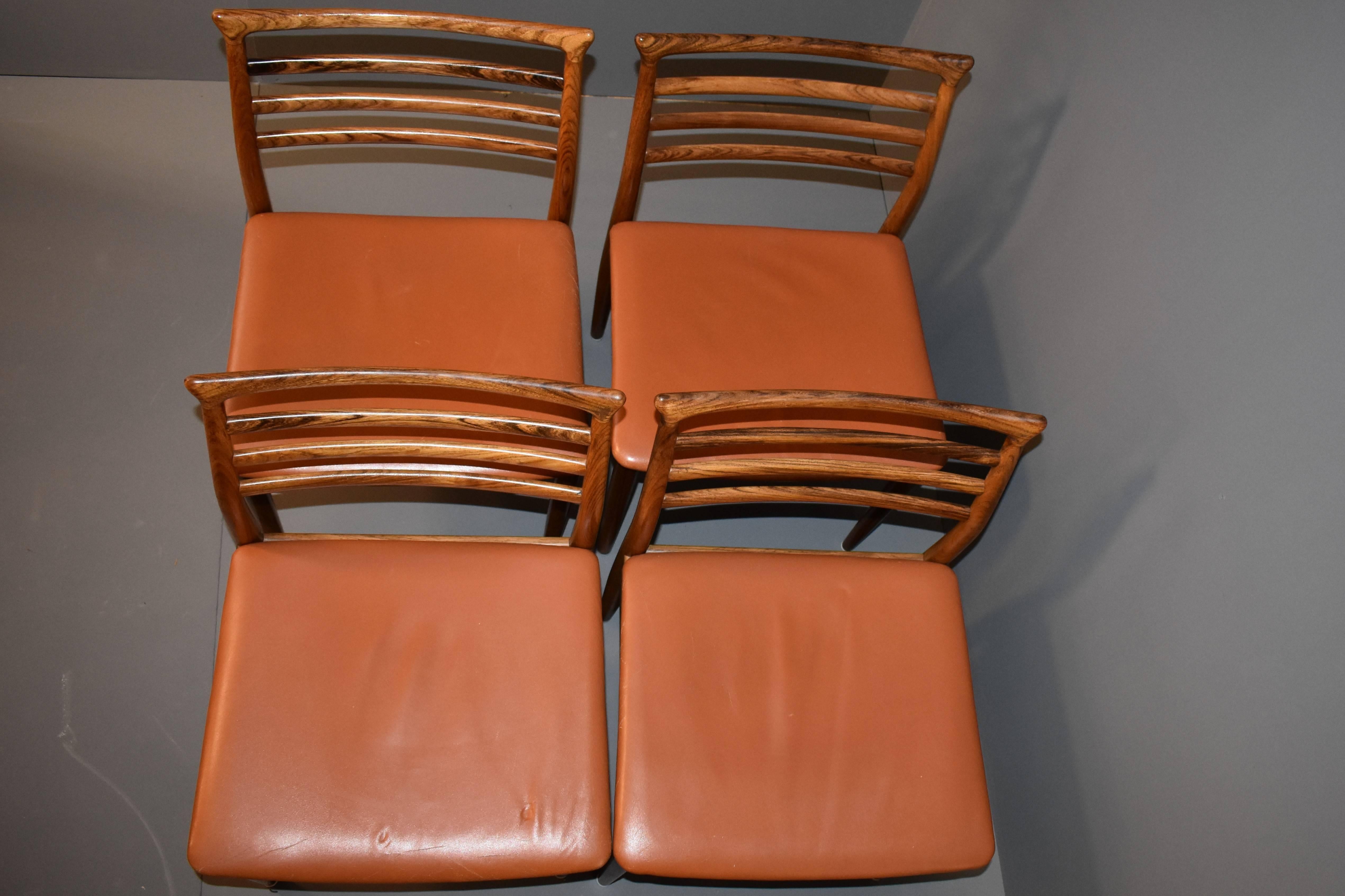 Mid-20th Century Erling Torvits Rosewood Mid-Century Dining Chairs For Sale