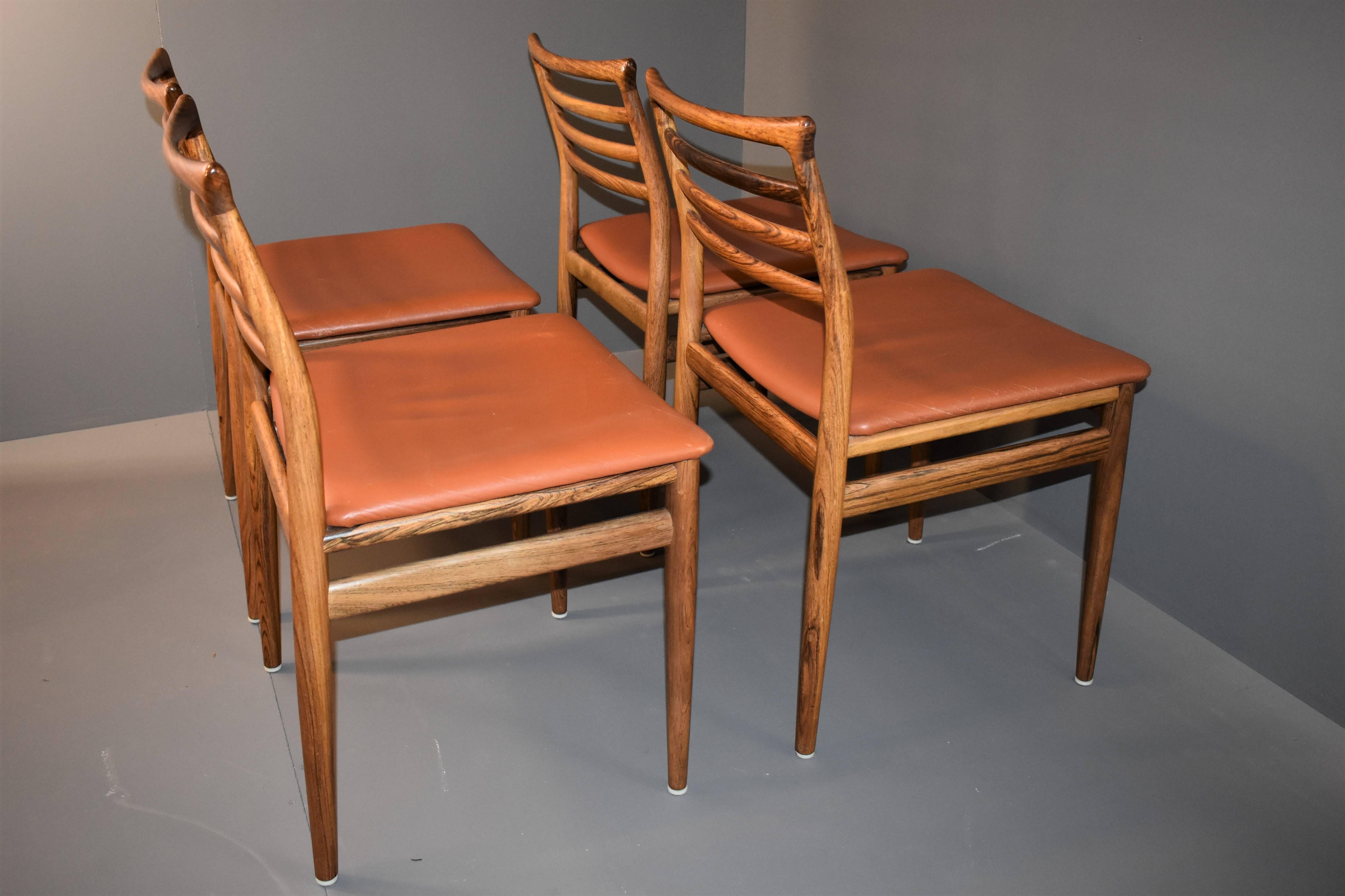 Erling Torvits Rosewood Mid-Century Dining Chairs For Sale 1