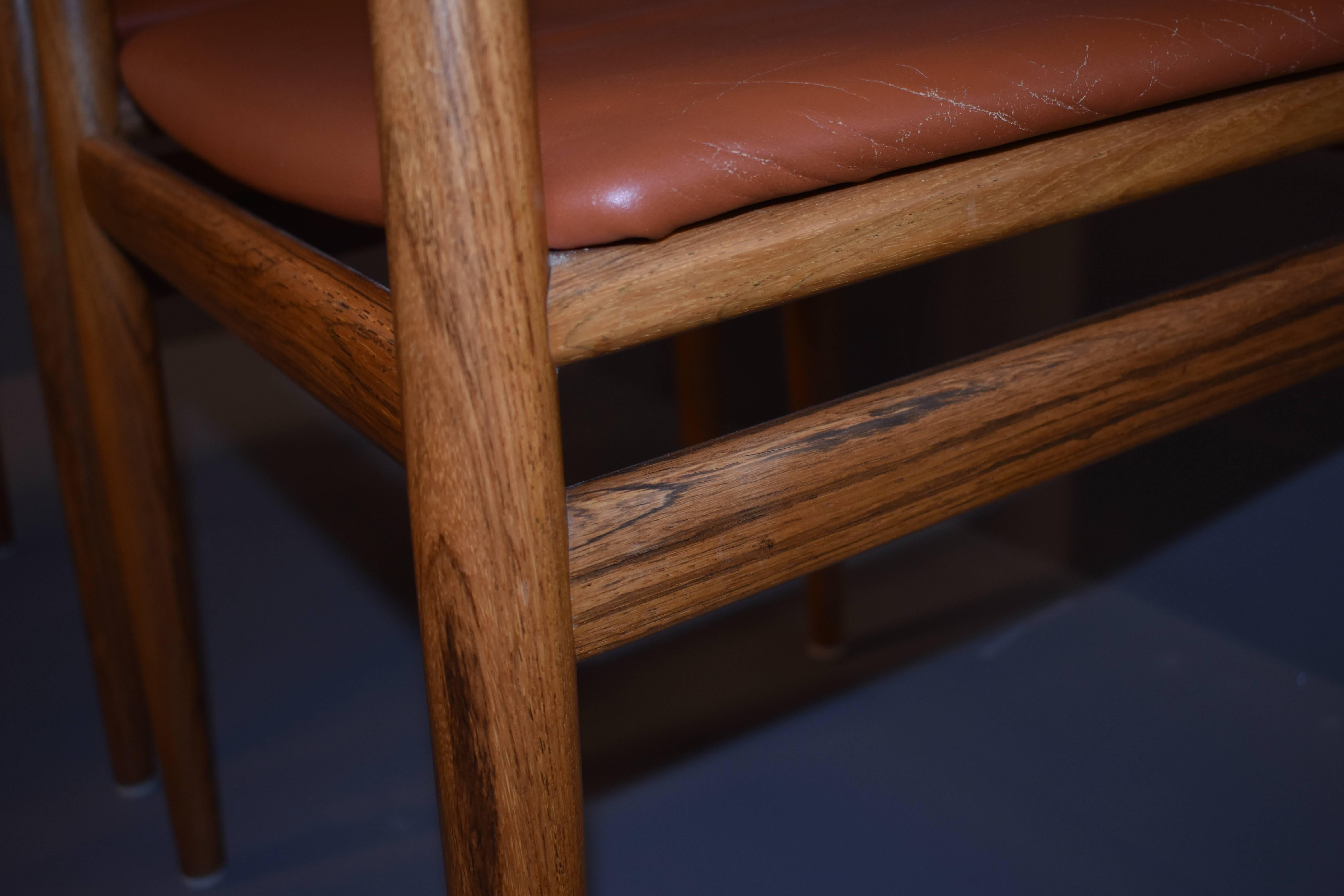 Erling Torvits Rosewood Mid-Century Dining Chairs For Sale 2