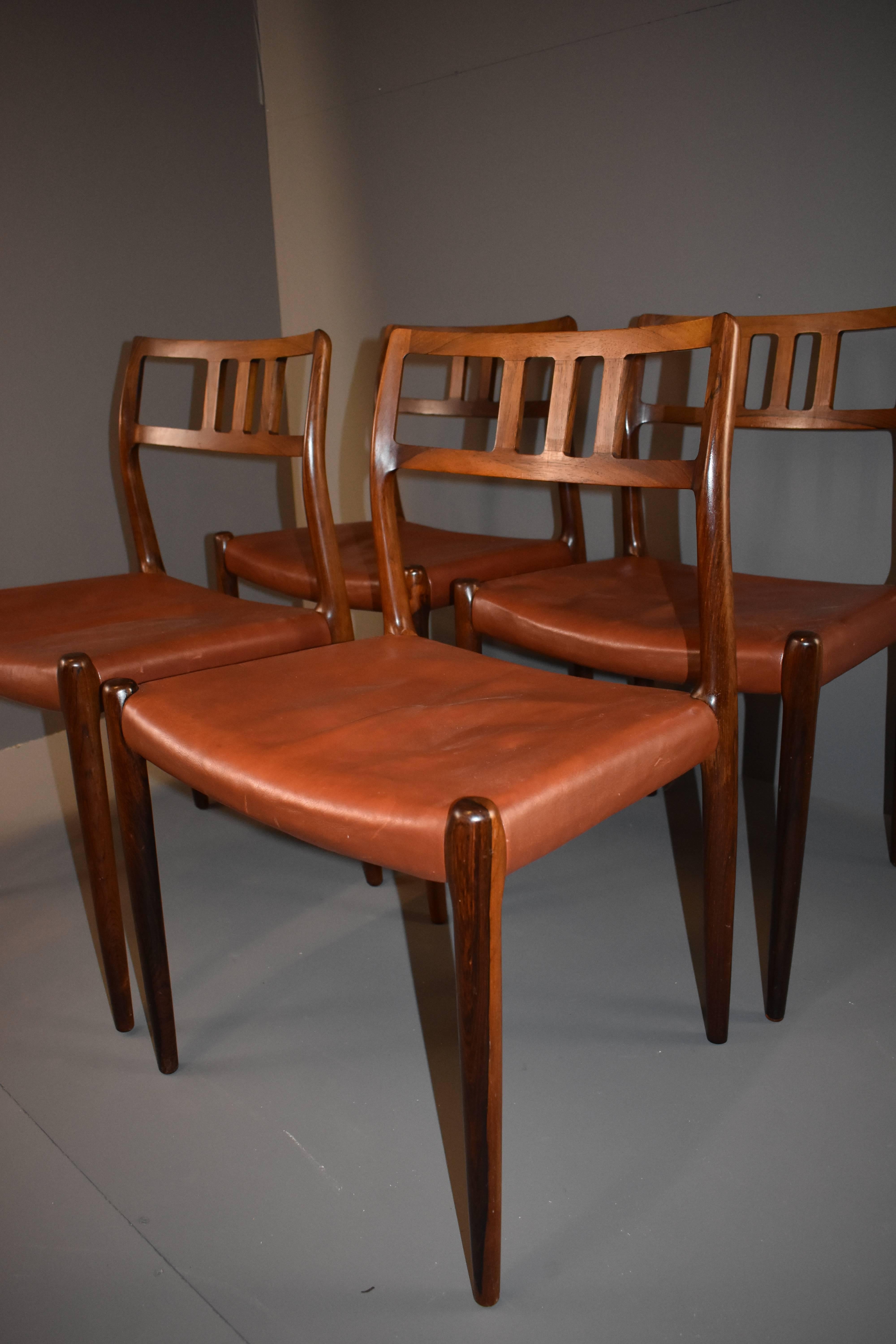 N. O. Møller Rosewood Dining Chairs Model 79 1