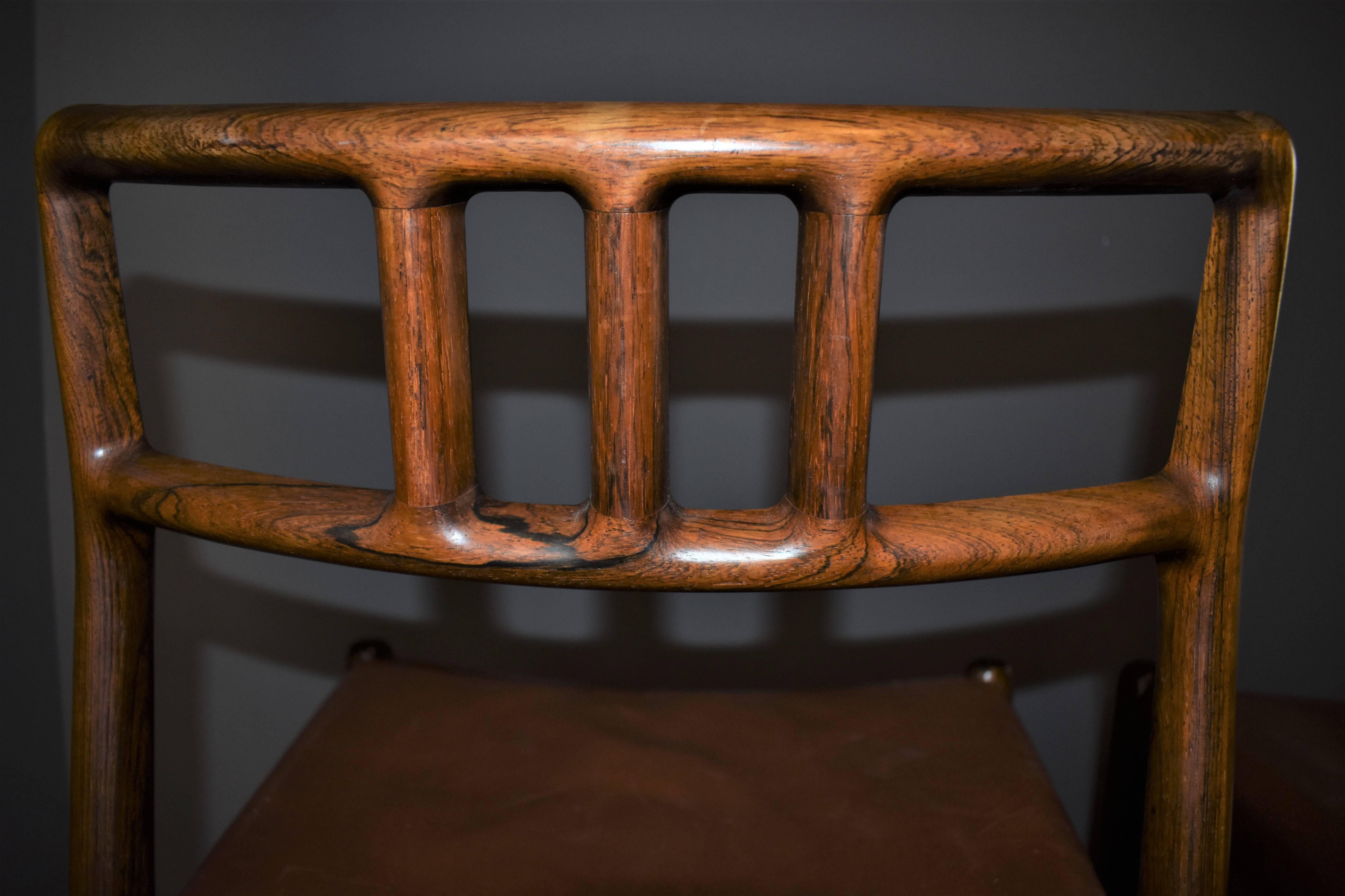 Mid-Century Modern N. O. Møller Rosewood Dining Chairs Model 79