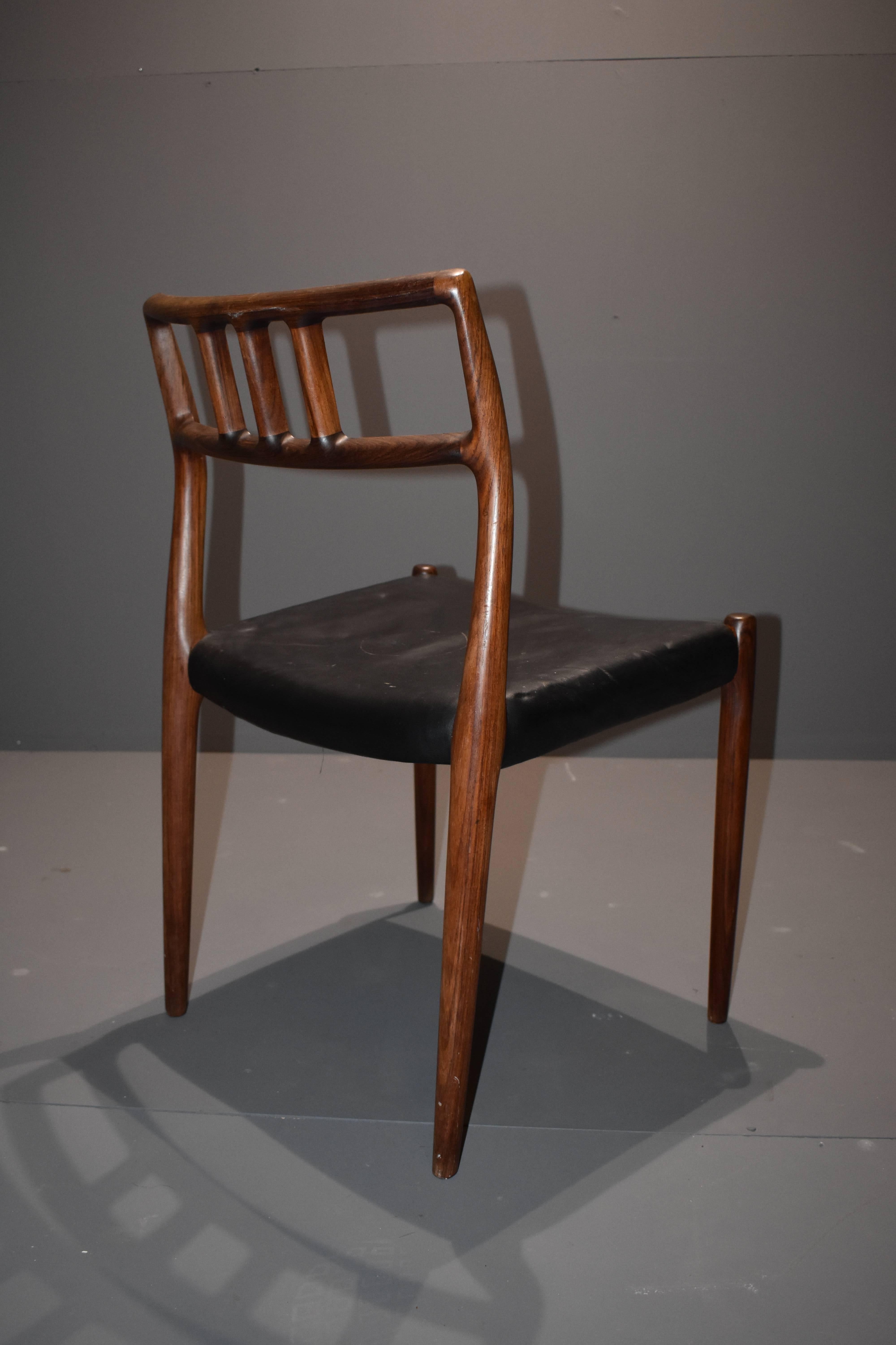 Mid-Century Modern Niels Otto Møller Rosewood Dining Chairs Model 79