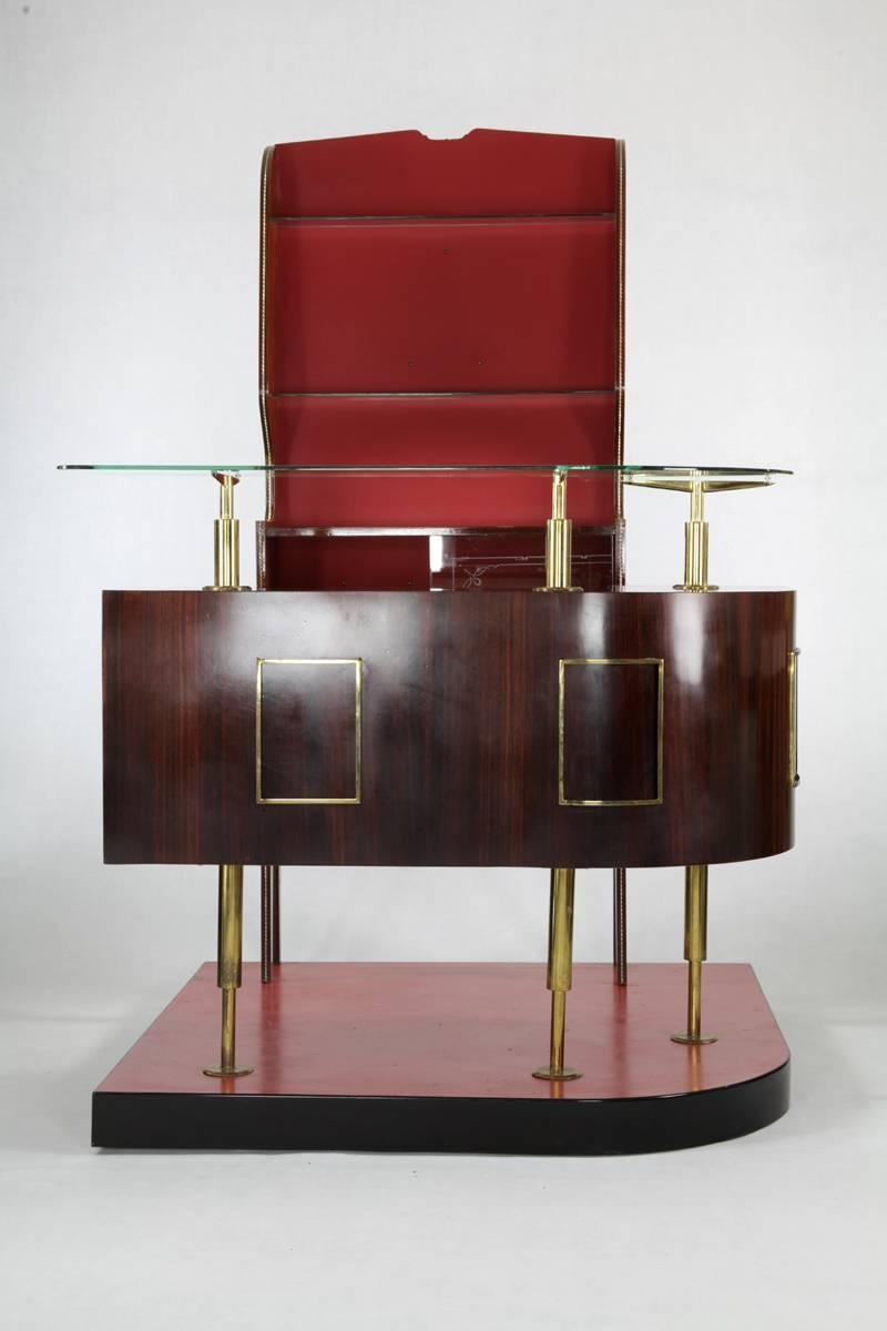 Mid-Century Modern Italian Bar with Cabinet and Two Stools from 1950