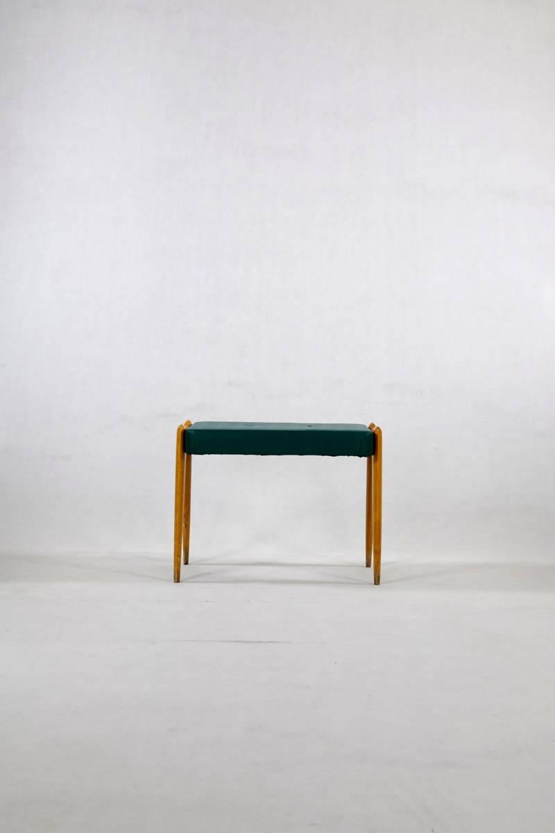 Italian Wooden and Green Console with Fitting Stool, in the Manner of Ico Parisi For Sale 2