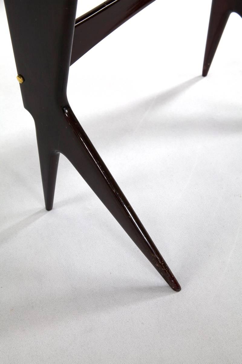 Lacquered Italian Glass and Rosewood Console Table, 1950s