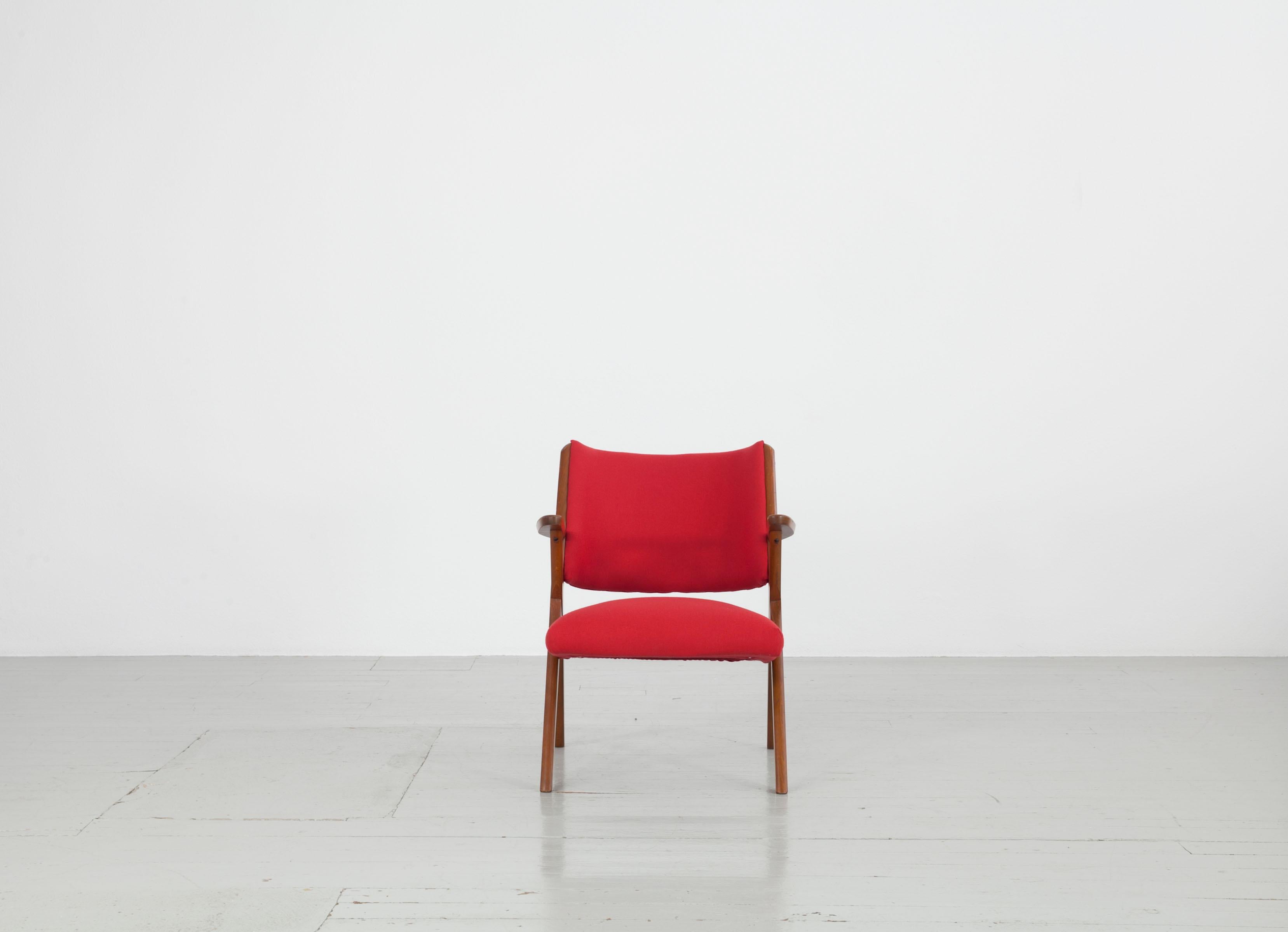 20th Century Set of 3 red Italian Vintage Dal Vera Chairs, Italy, 1960s