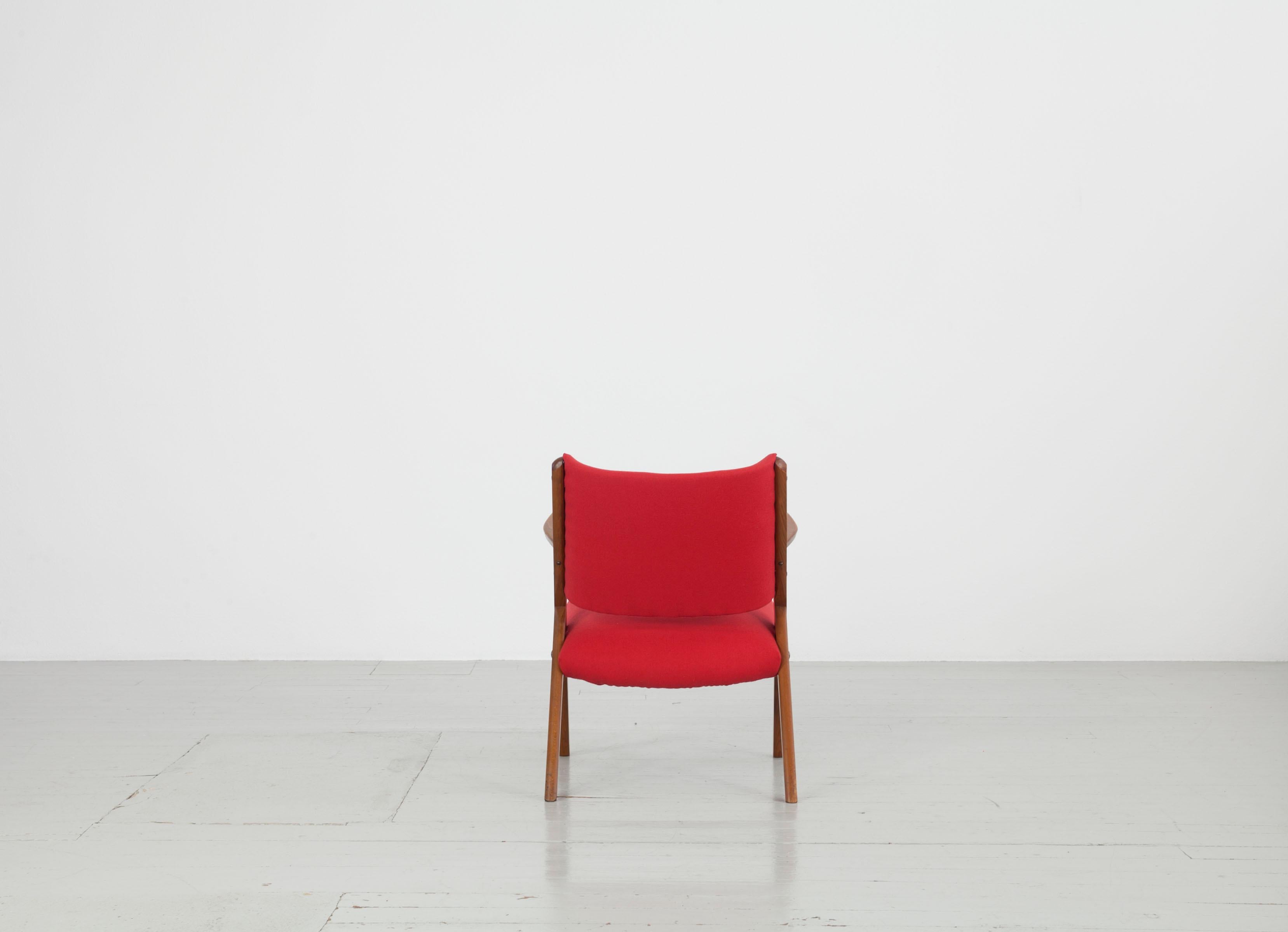 Set of 3 red Italian Vintage Dal Vera Chairs, Italy, 1960s 3