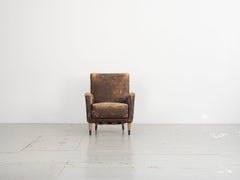 Italian Mid-Century Armchair with Brass Sabots, 1950s