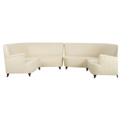 Pair of Italian Curved Corner Sofas, 1940s
