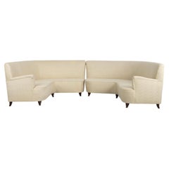 Pair of Italian Curved Corner Sofas, 1940s
