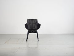 Pair of Black Leather Husk Swivel Armchairs by Patricia Urquiola for B&B Italia