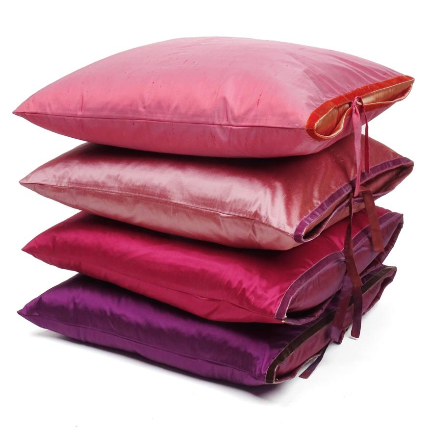 American Silk Dupioni Throw Pillow Mauve For Sale