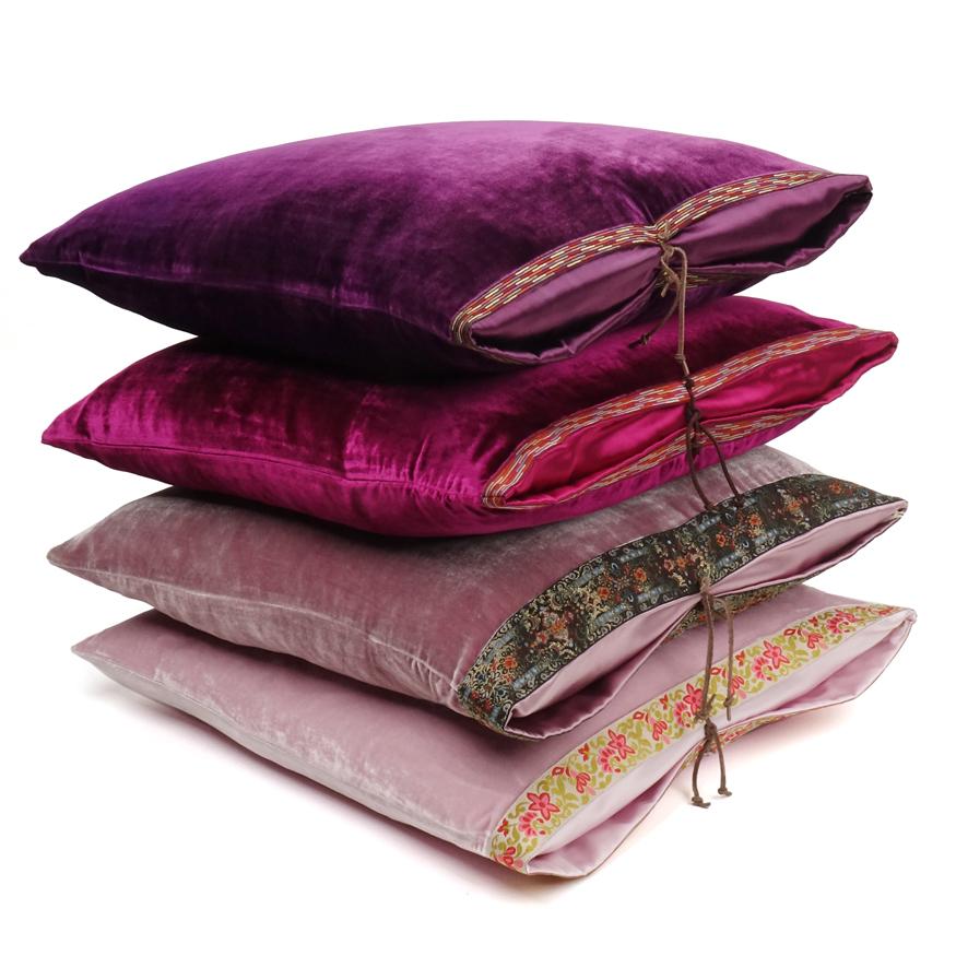 plum velvet throw pillows