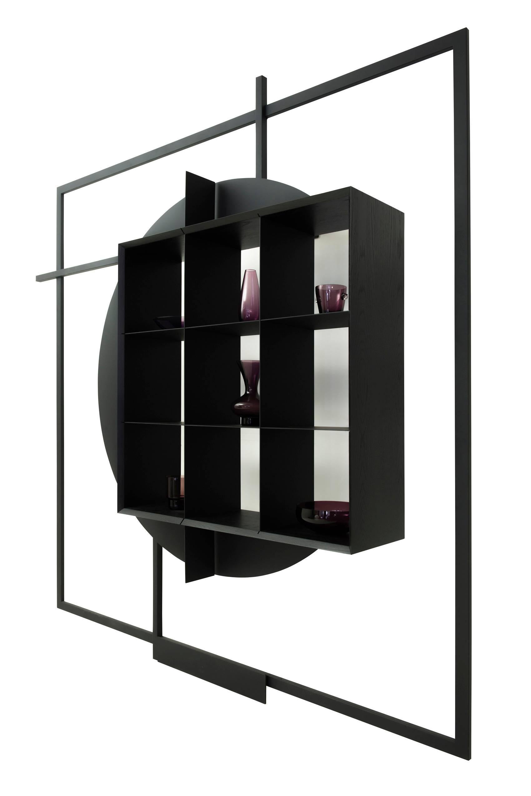 Modern Black Metal  Shelf Object COM:POS:ITION 2.C Contemporary Handcrafted Design For Sale