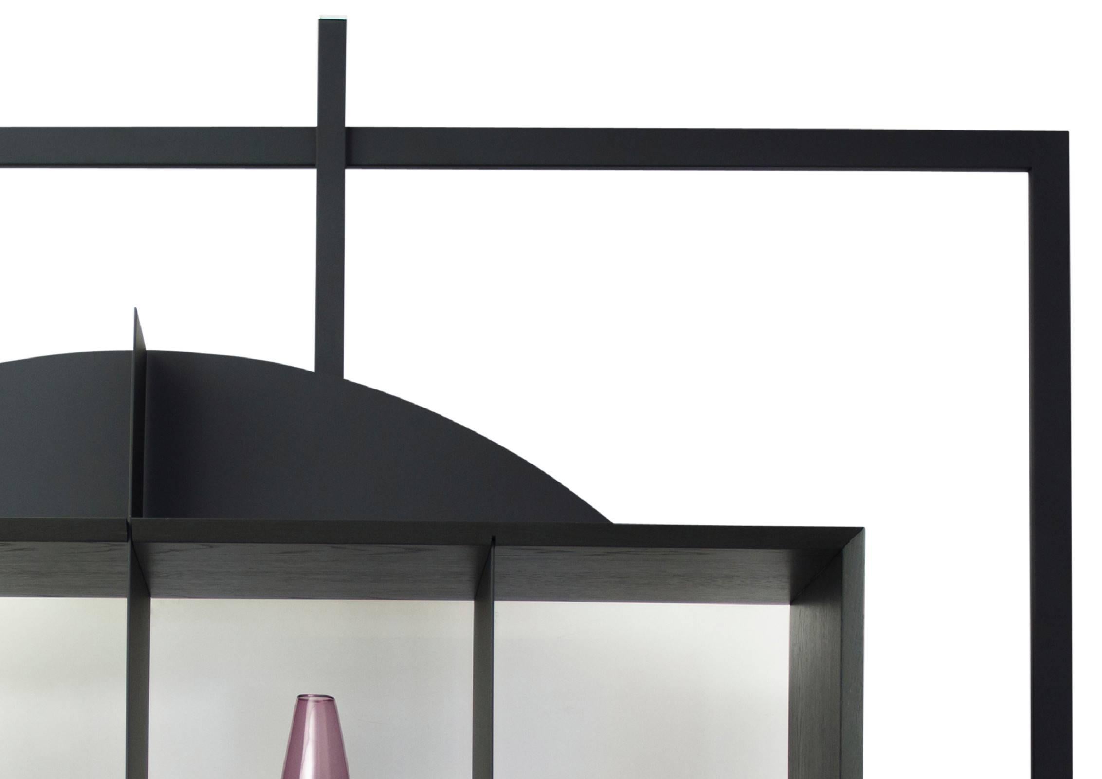 Powder-Coated Black Metal  Shelf Object COM:POS:ITION 2.C Contemporary Handcrafted Design For Sale