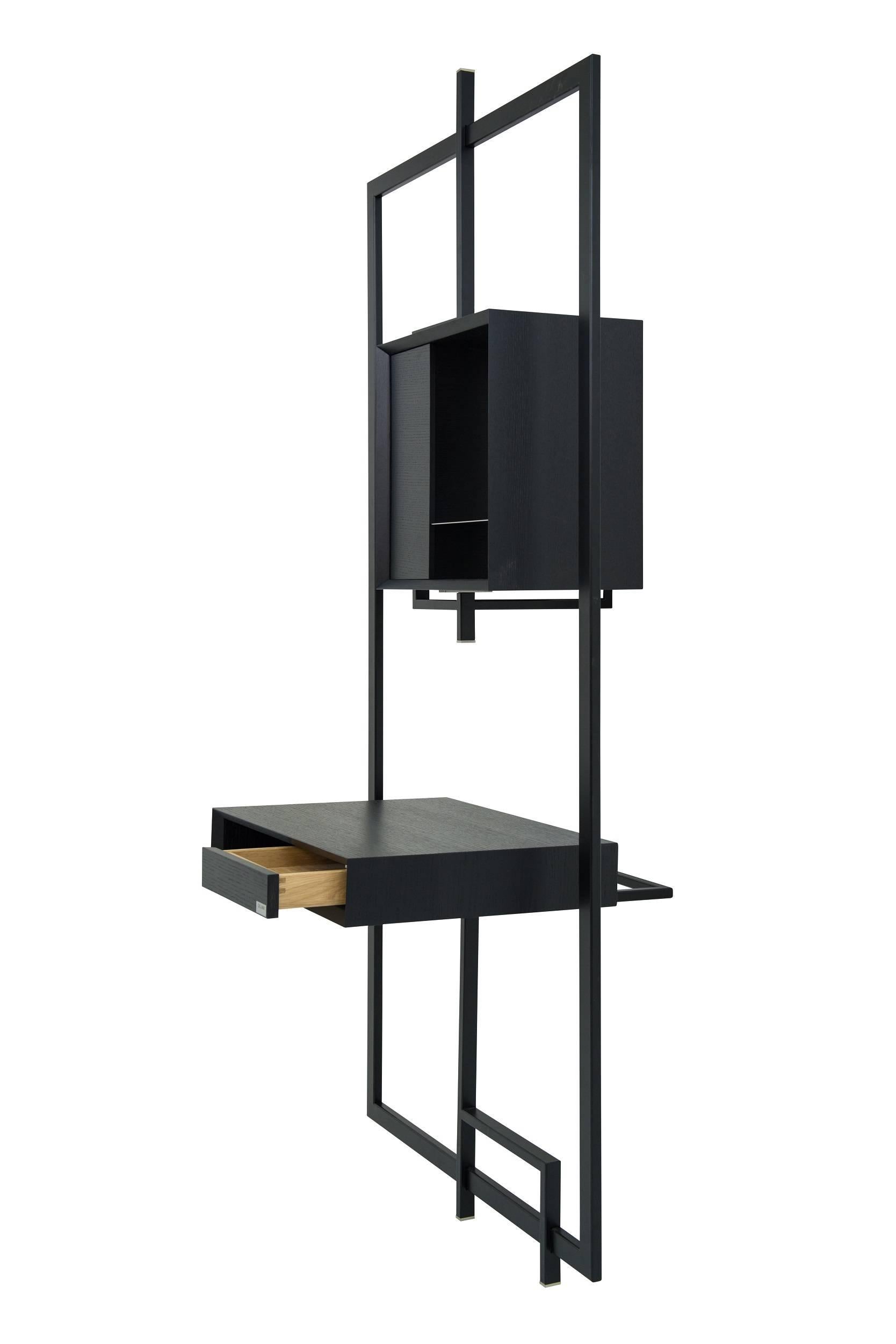 Modern Black Desk Secretary COM:POS:ITION 0.9  Handcrafted Contemporary Design  For Sale