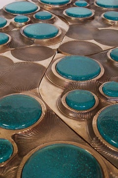 Tiberinus Coffee Table Cast Bronze Cast Glass Insert Steel Tessellation