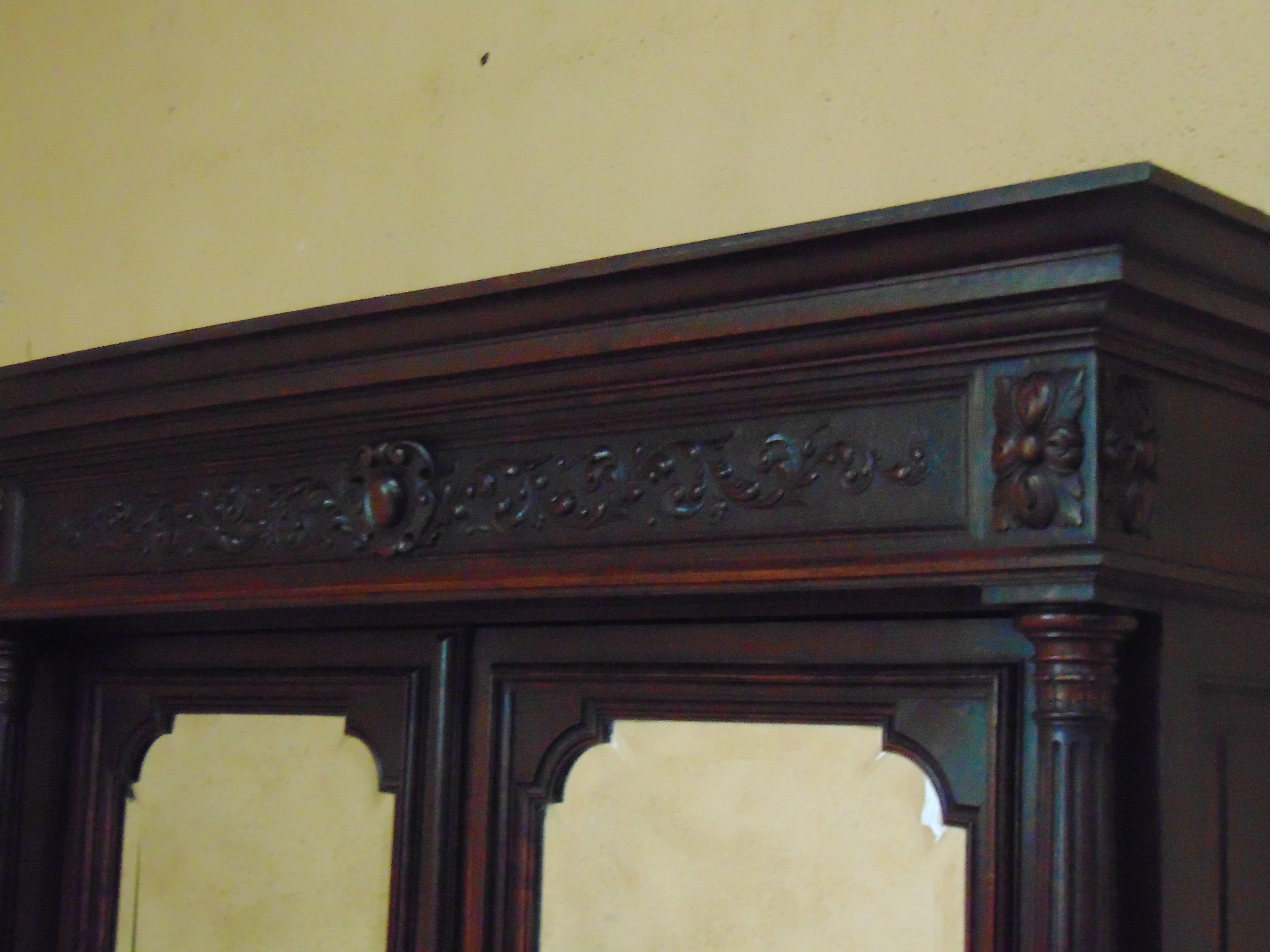 French Bookcase hand carved , circa 1890 For Sale