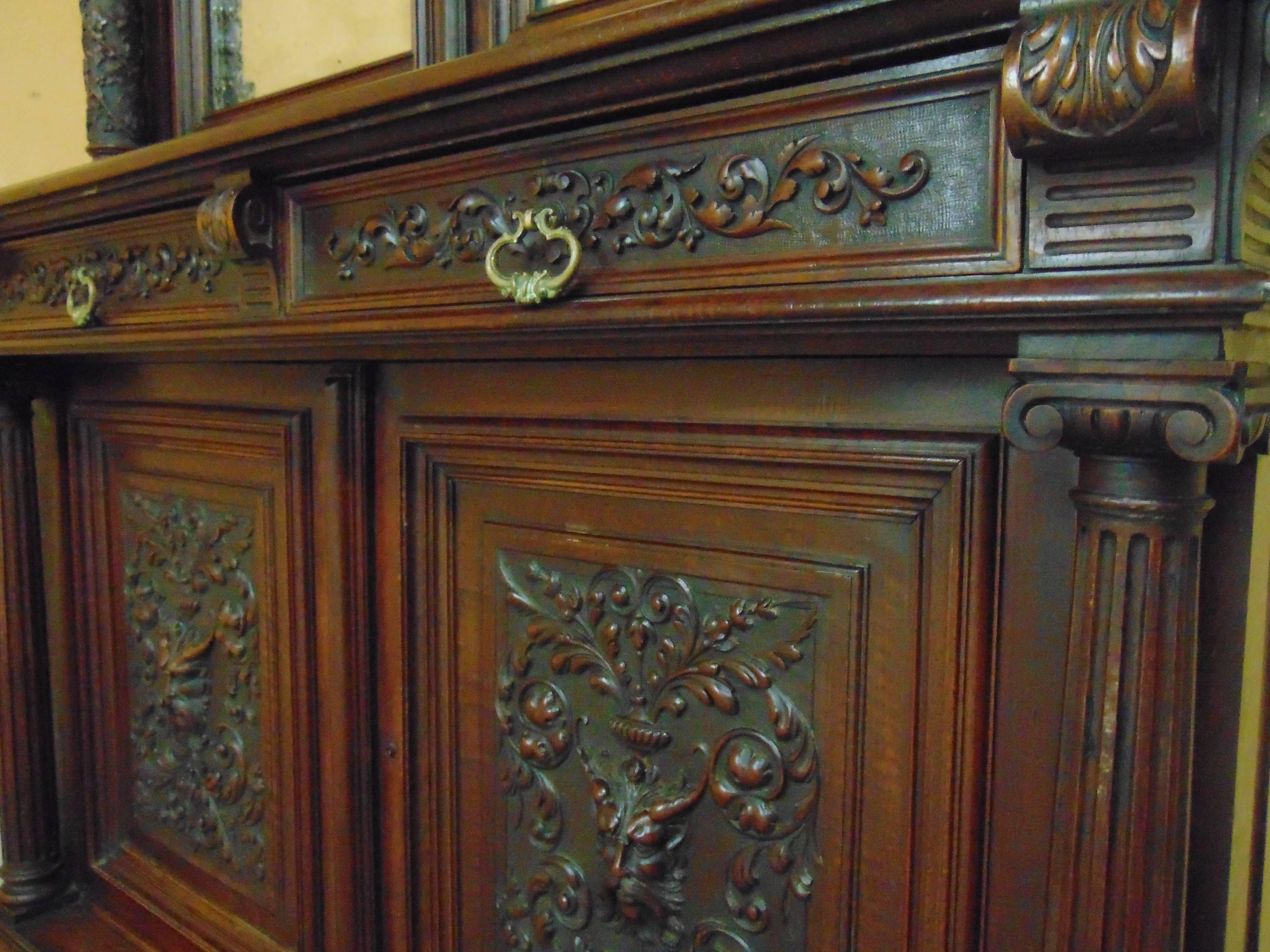 Bookcase hand carved , circa 1890 For Sale 1