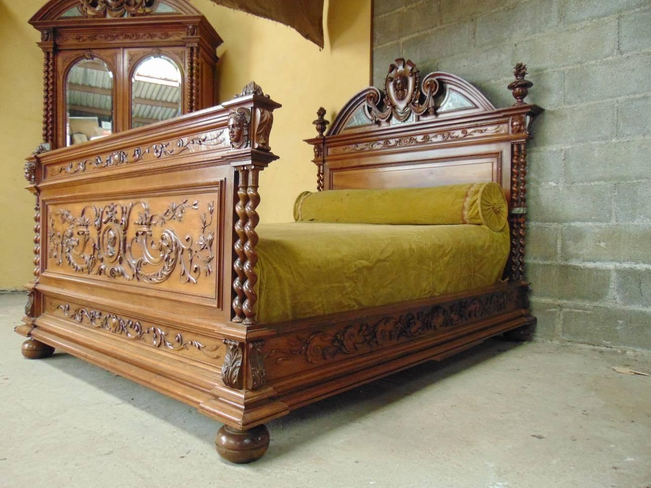 Walnut Renaissance Revival Bedroom Set, circa 1900