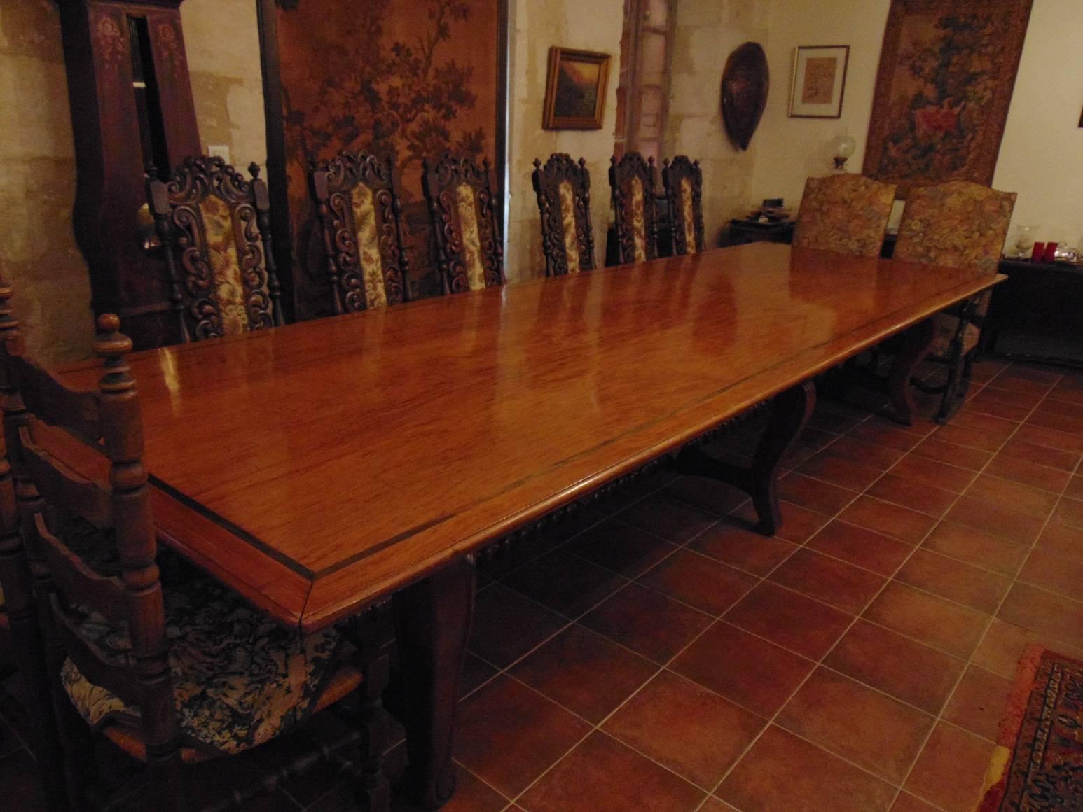 Late 19th Century Redwood  Dining or Conference table  Extraordinary and Unique Louis XV Style For Sale
