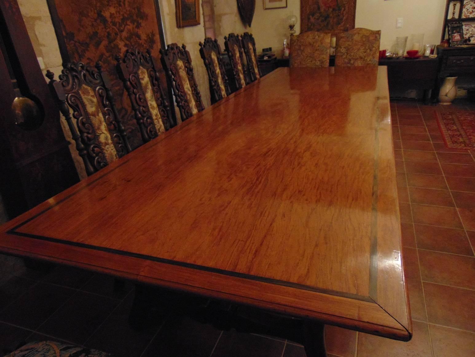 Wood Redwood  Dining or Conference table  Extraordinary and Unique Louis XV Style For Sale
