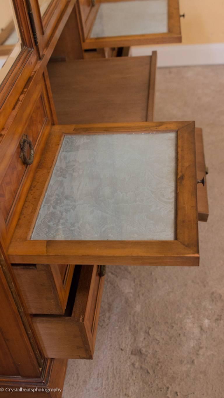 Satinwood Art Deco Armoire Dressing Table Compendium and Bed For Sale