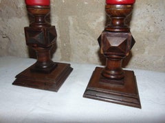 Pair of Walnut Louis XIII Candlesticks, circa 1890