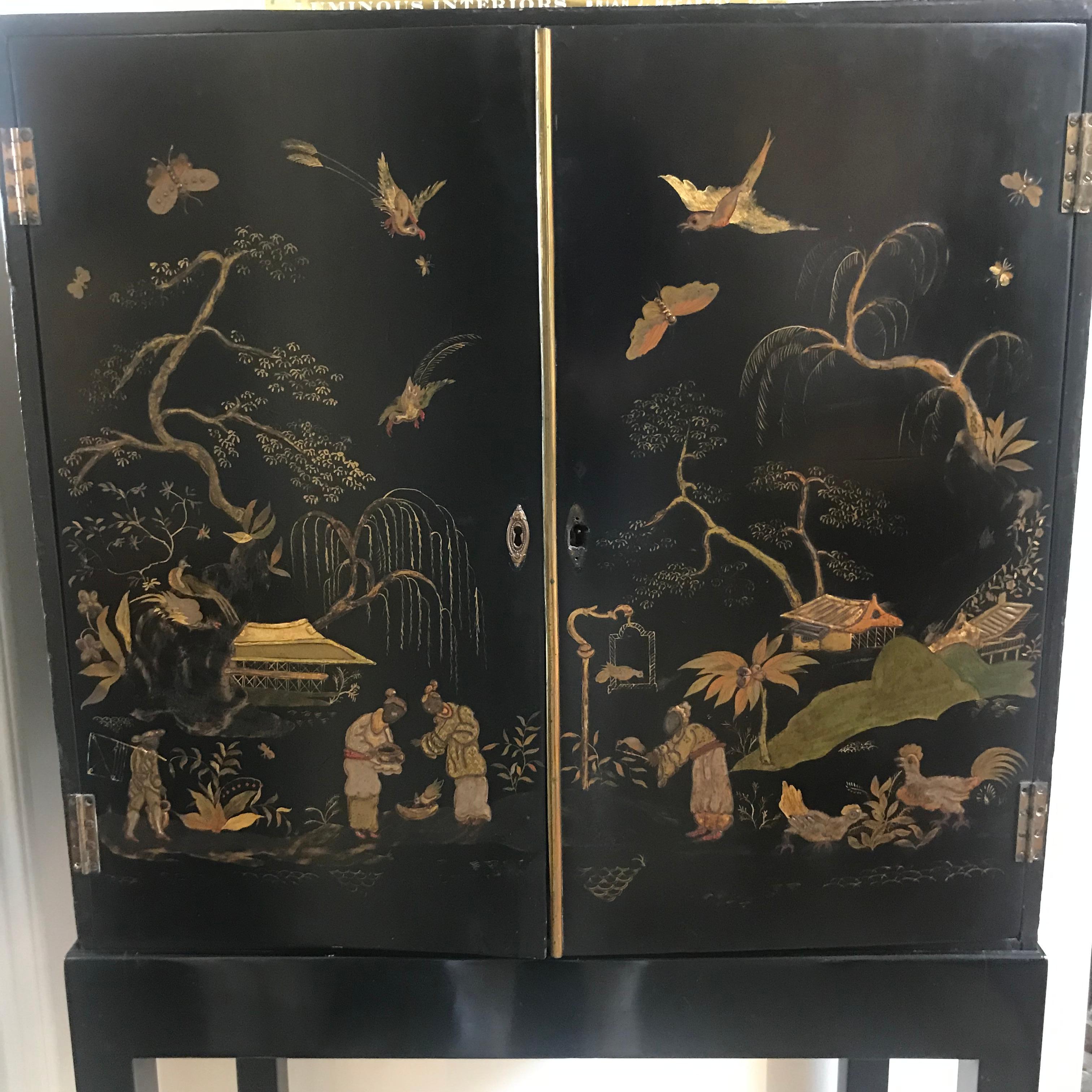 Early 19th Century Chinese Cabinet on Stand with Bone Pulls For Sale 4