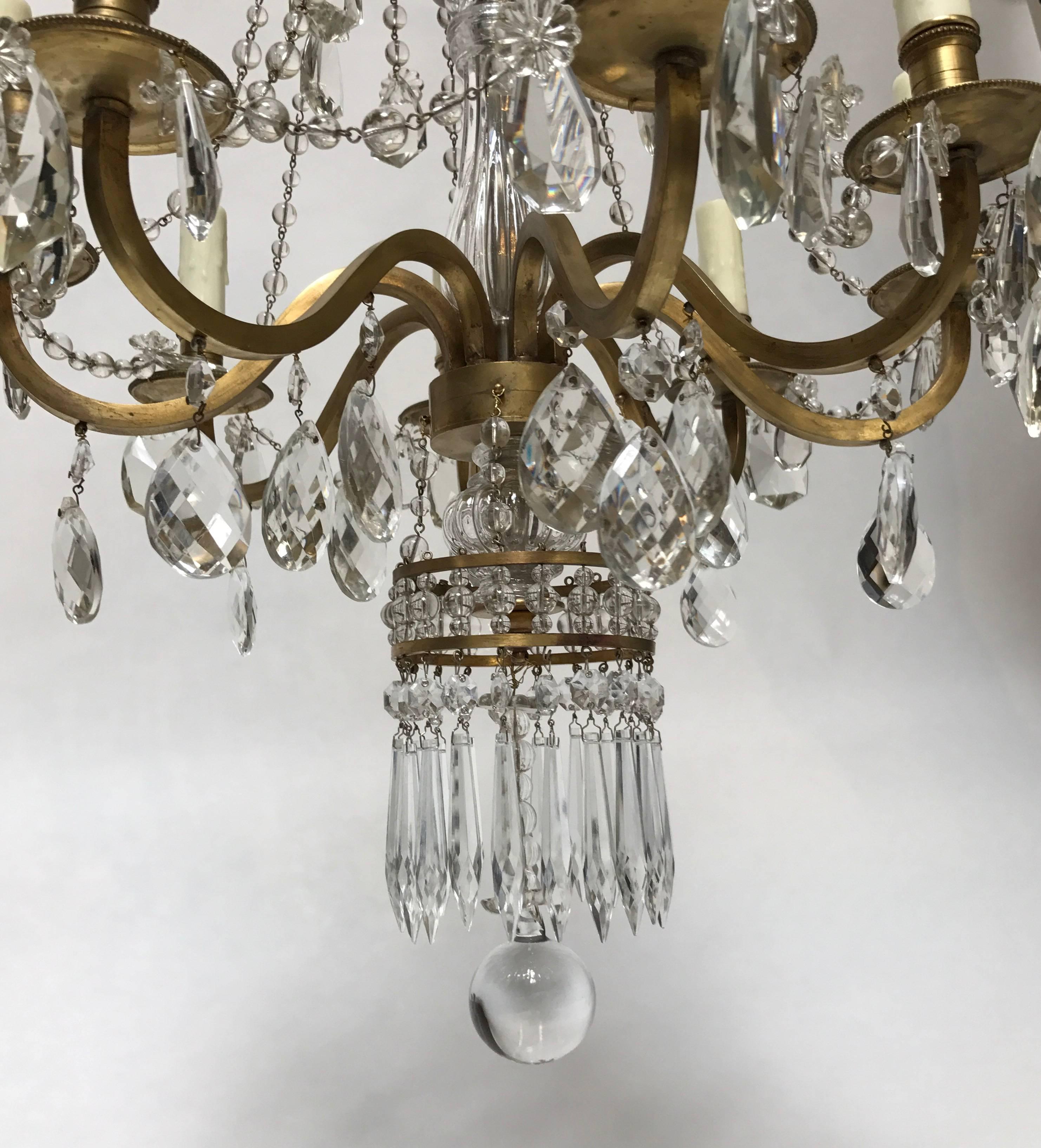 19th Century French Gilt Bronze and Crystal Tiered Chandelier In Good Condition For Sale In Dallas, TX