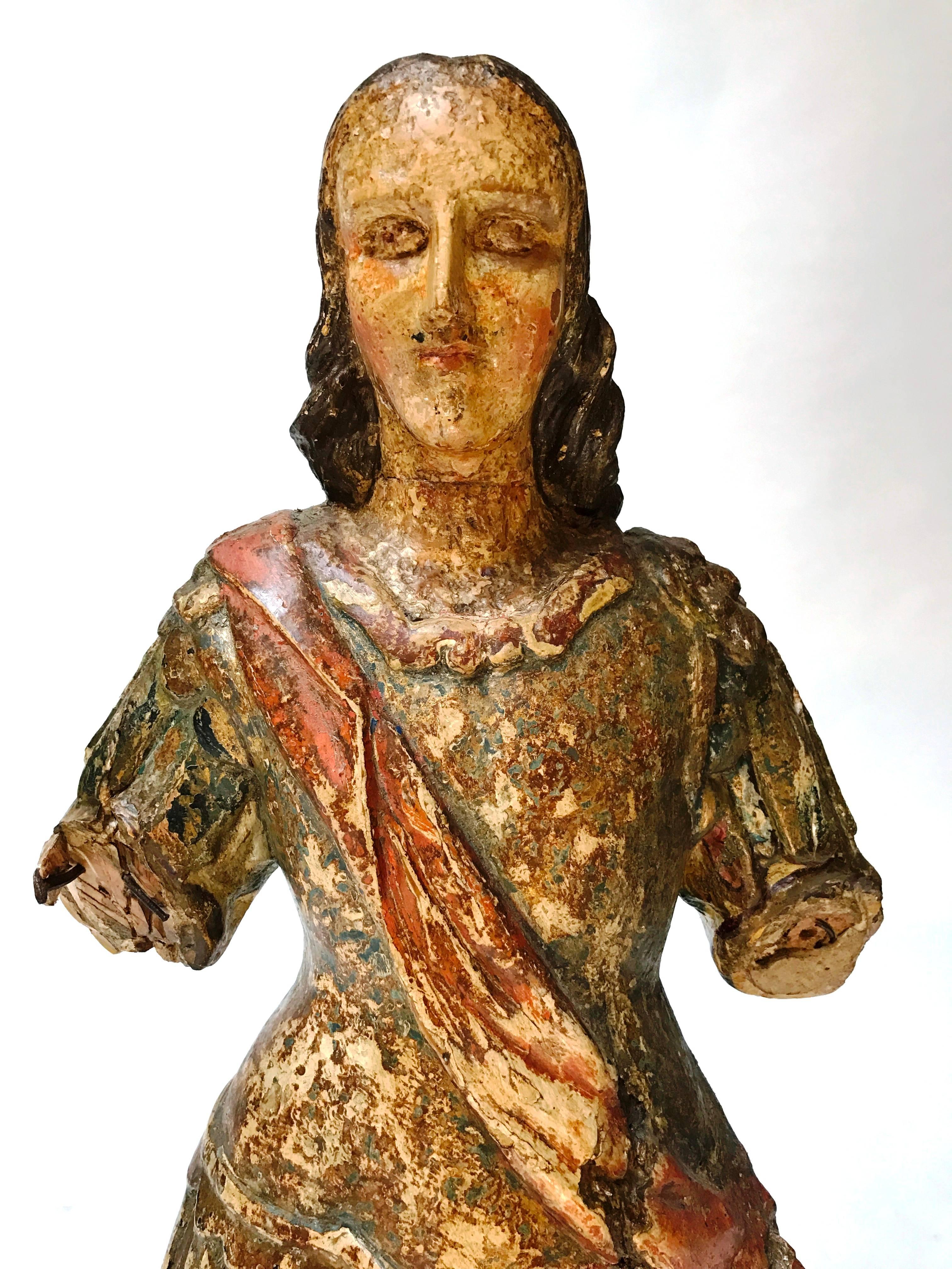 A rare large-scale 16th century hand-carved archangel from Venice with original polychrome, circa 1580.