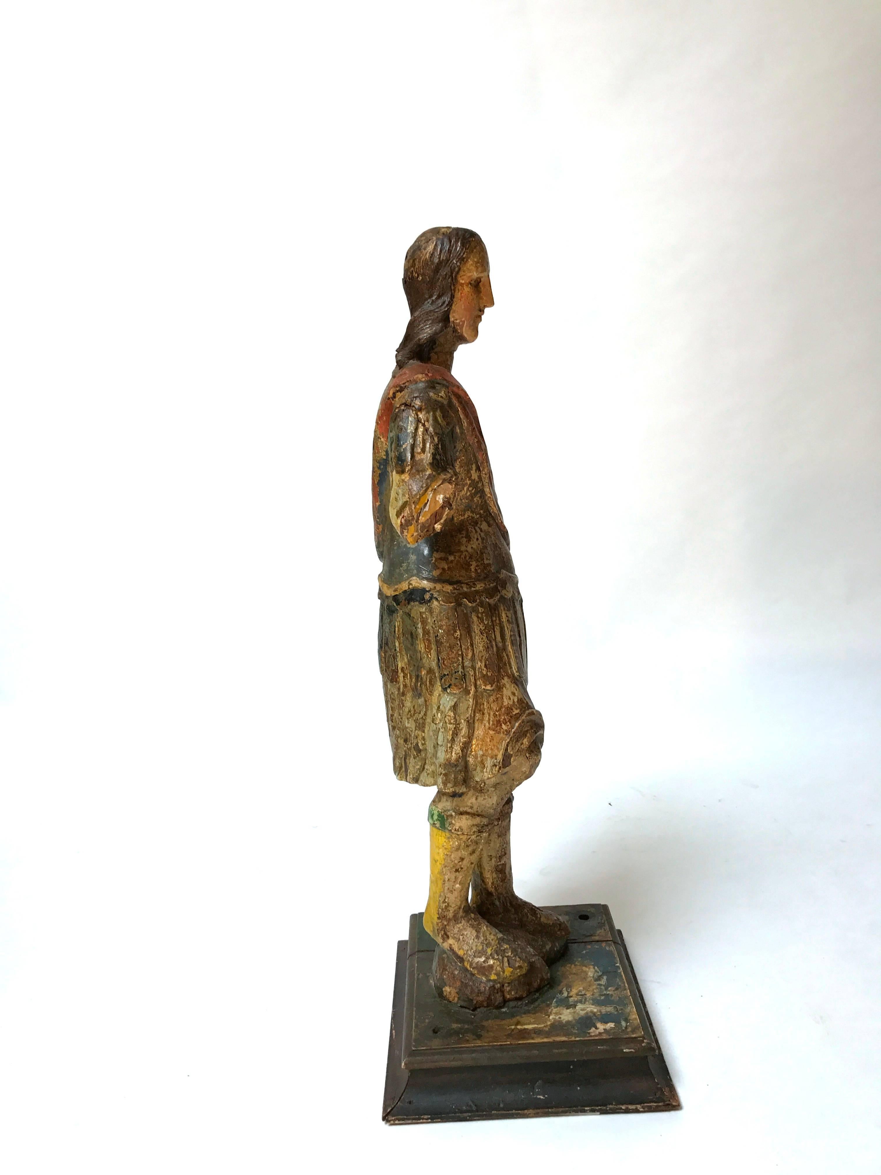 Polychromed 16th Century Carved Archangel from Venice For Sale