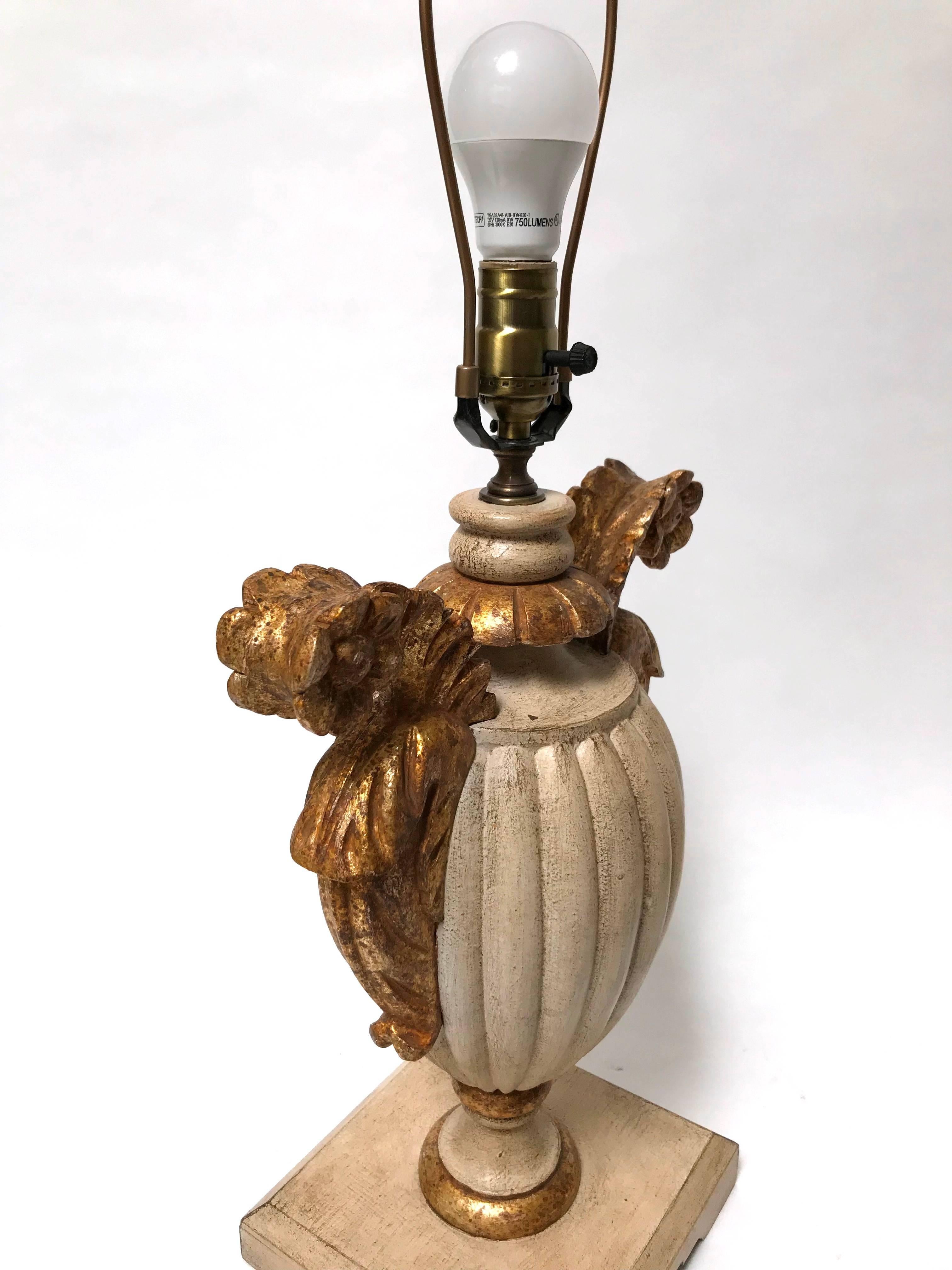 Pair of Italian Carved Wood Lamps from the 1930s, UL Wired For Sale 1