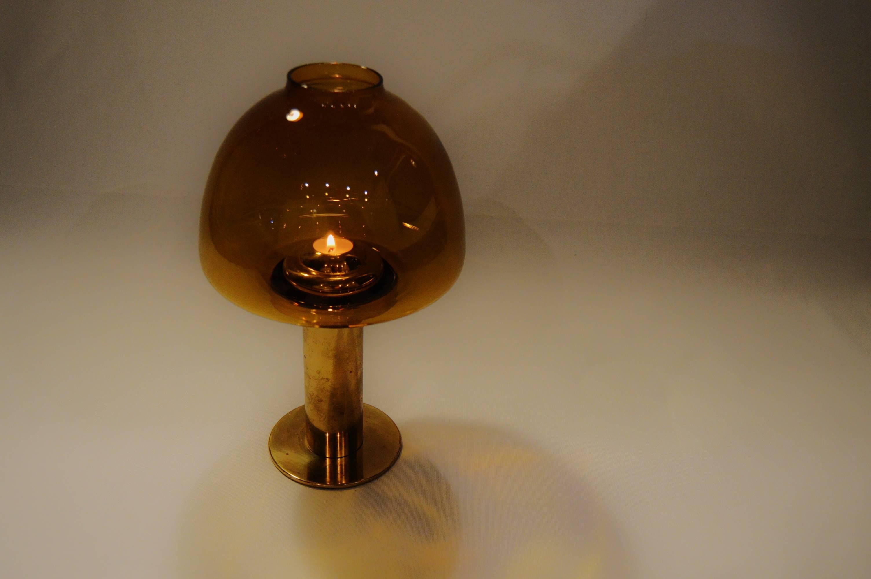 Elegant Brass and Glass L102/27 Candlestick from Hans-Agne Jakobsson, Markaryd For Sale 3