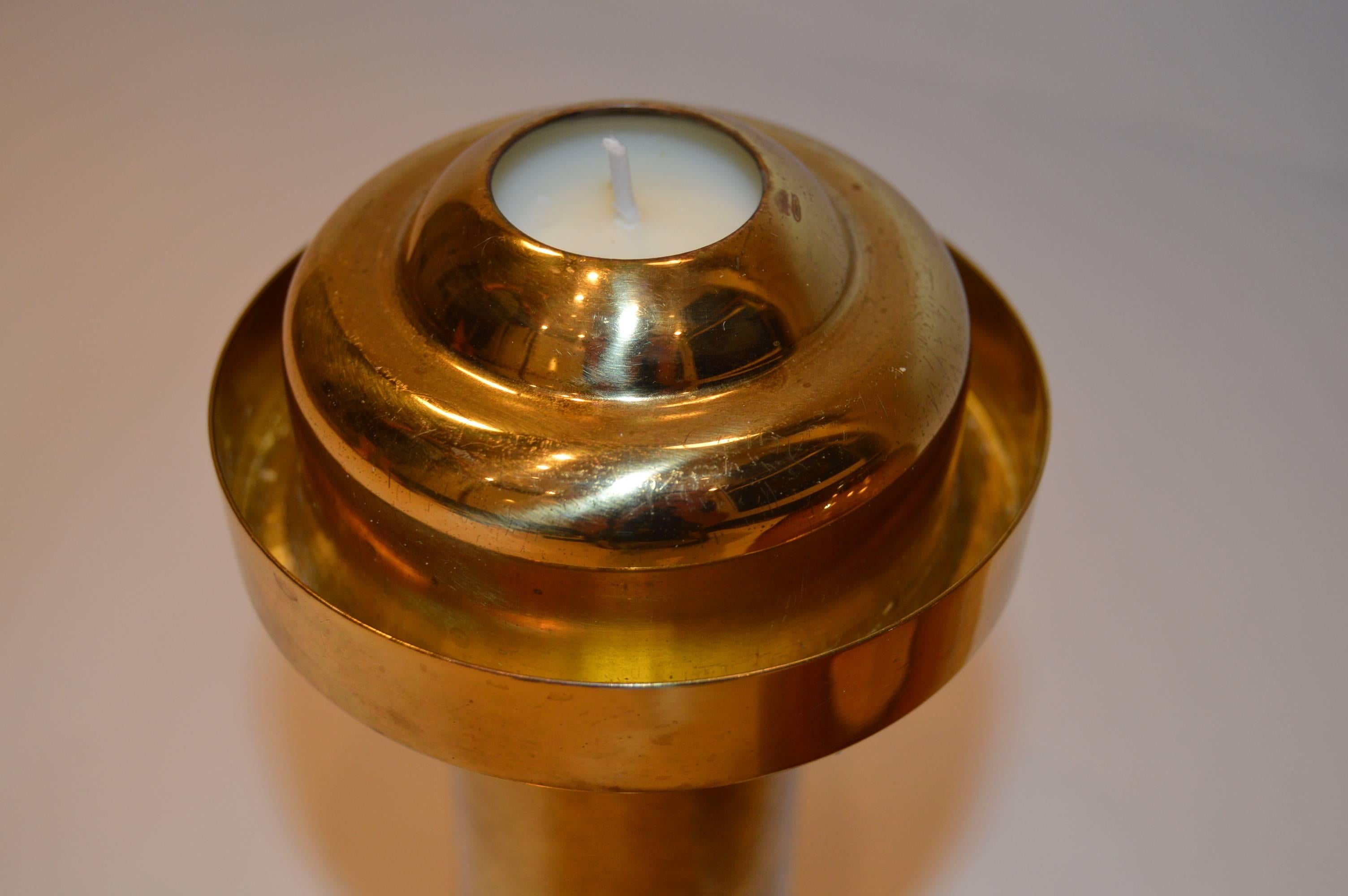 Elegant Brass and Glass L102/27 Candlestick from Hans-Agne Jakobsson, Markaryd In Excellent Condition For Sale In Alvesta, SE