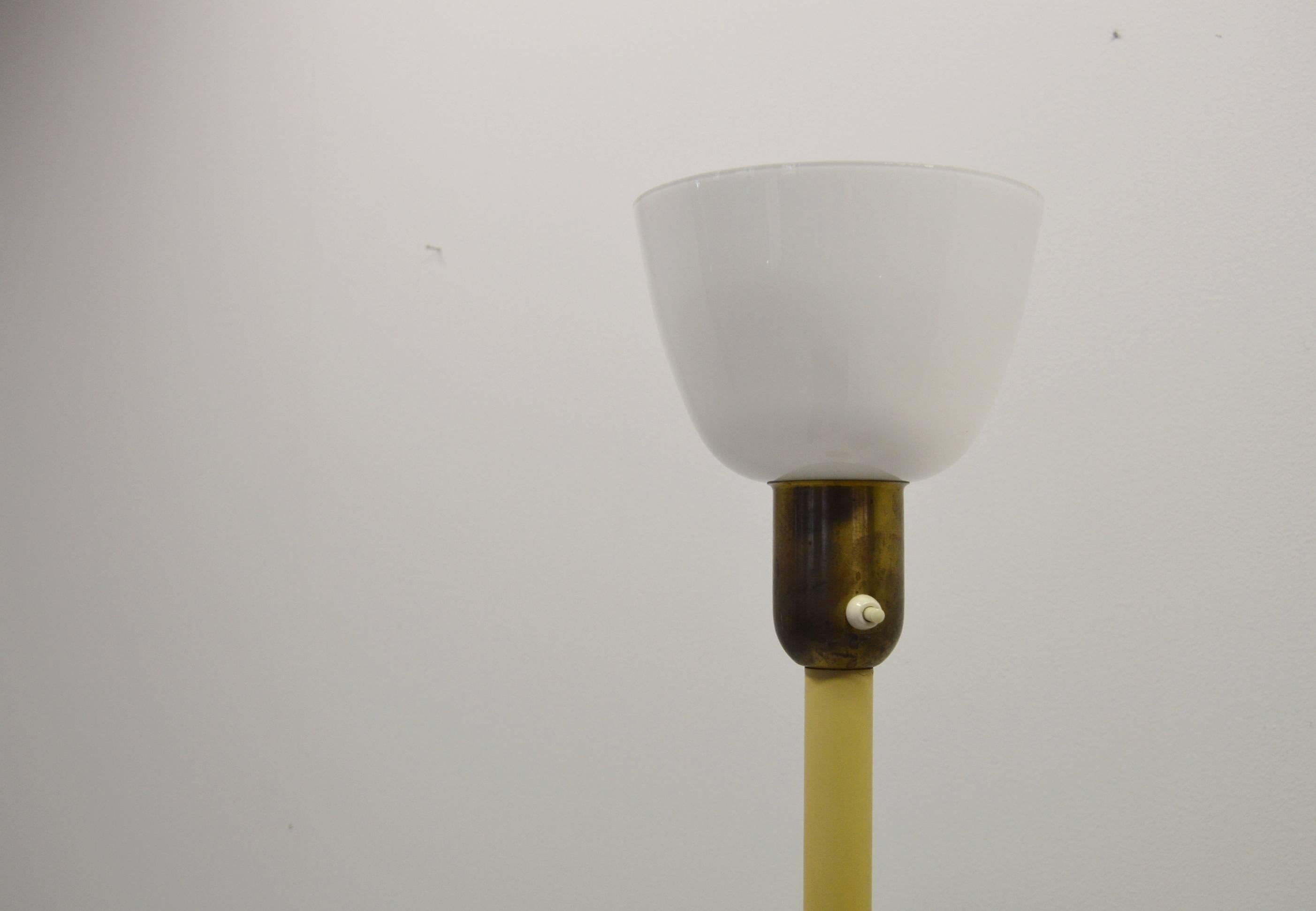 Swedish Floor Lamp with Uplight Made from Brass and White Metal In Good Condition For Sale In Alvesta, SE