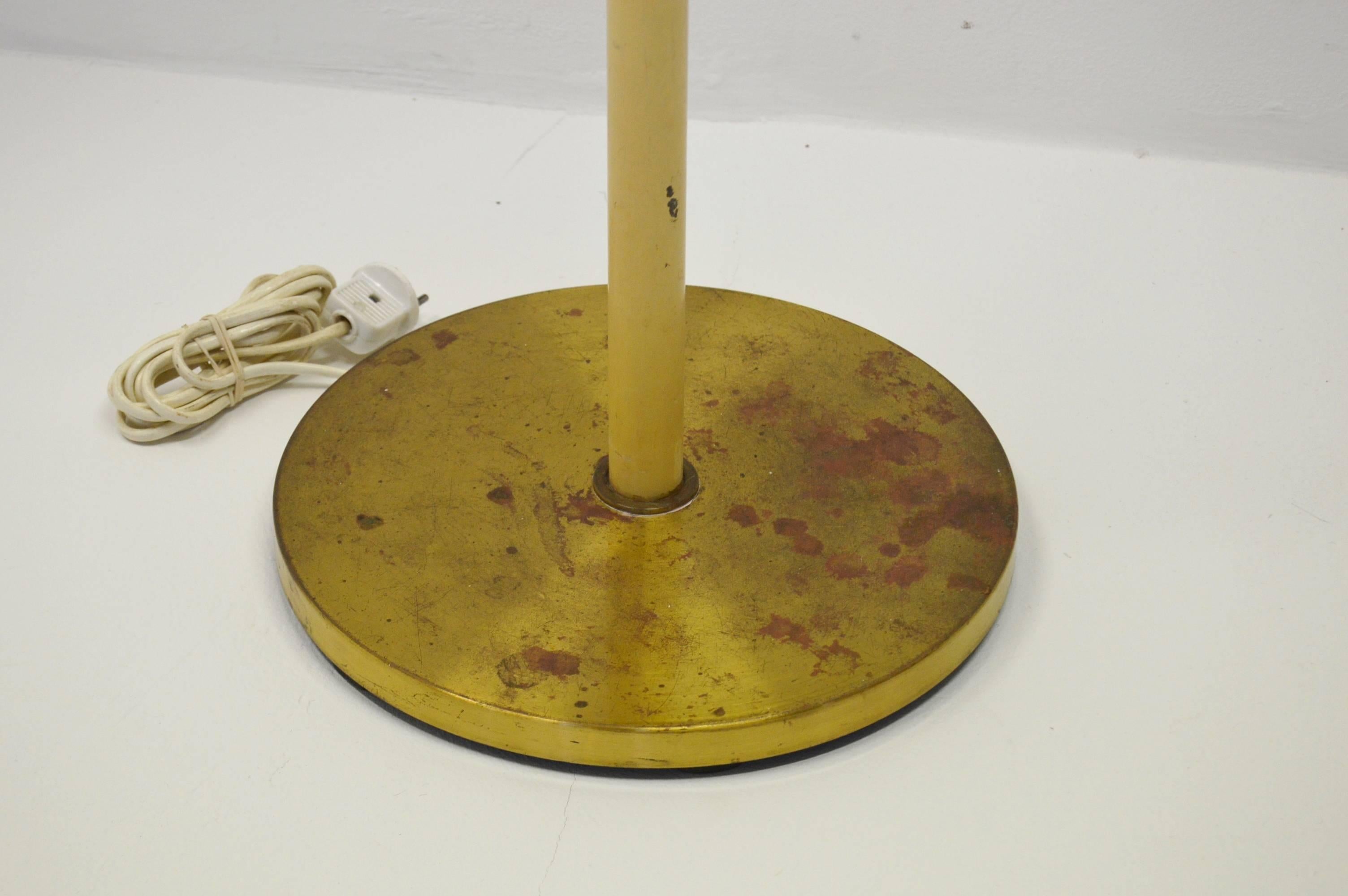 Mid-Century Modern Swedish Floor Lamp with Uplight Made from Brass and White Metal For Sale