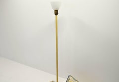 Swedish Floor Lamp with Uplight Made from Brass and White Metal