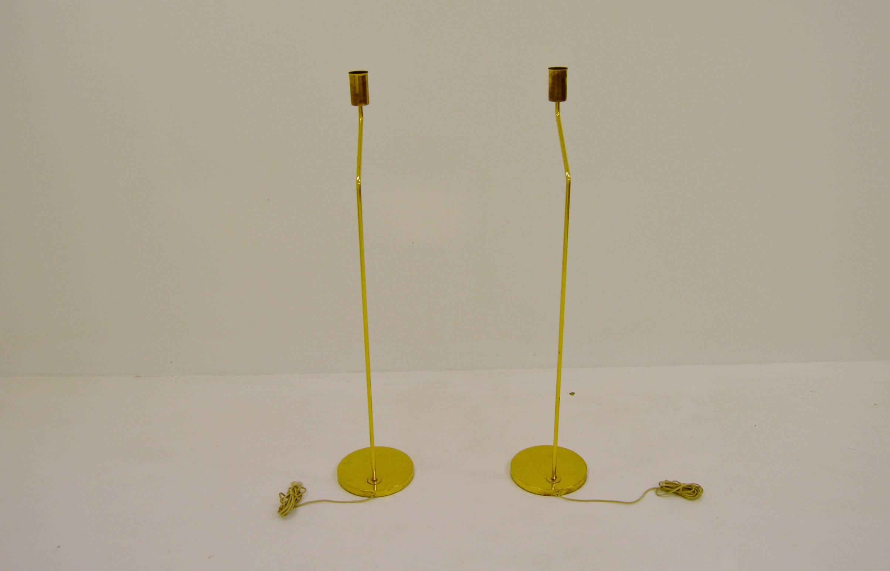 Late 20th Century Pair of Brass Bergboms Floor Lamps For Sale