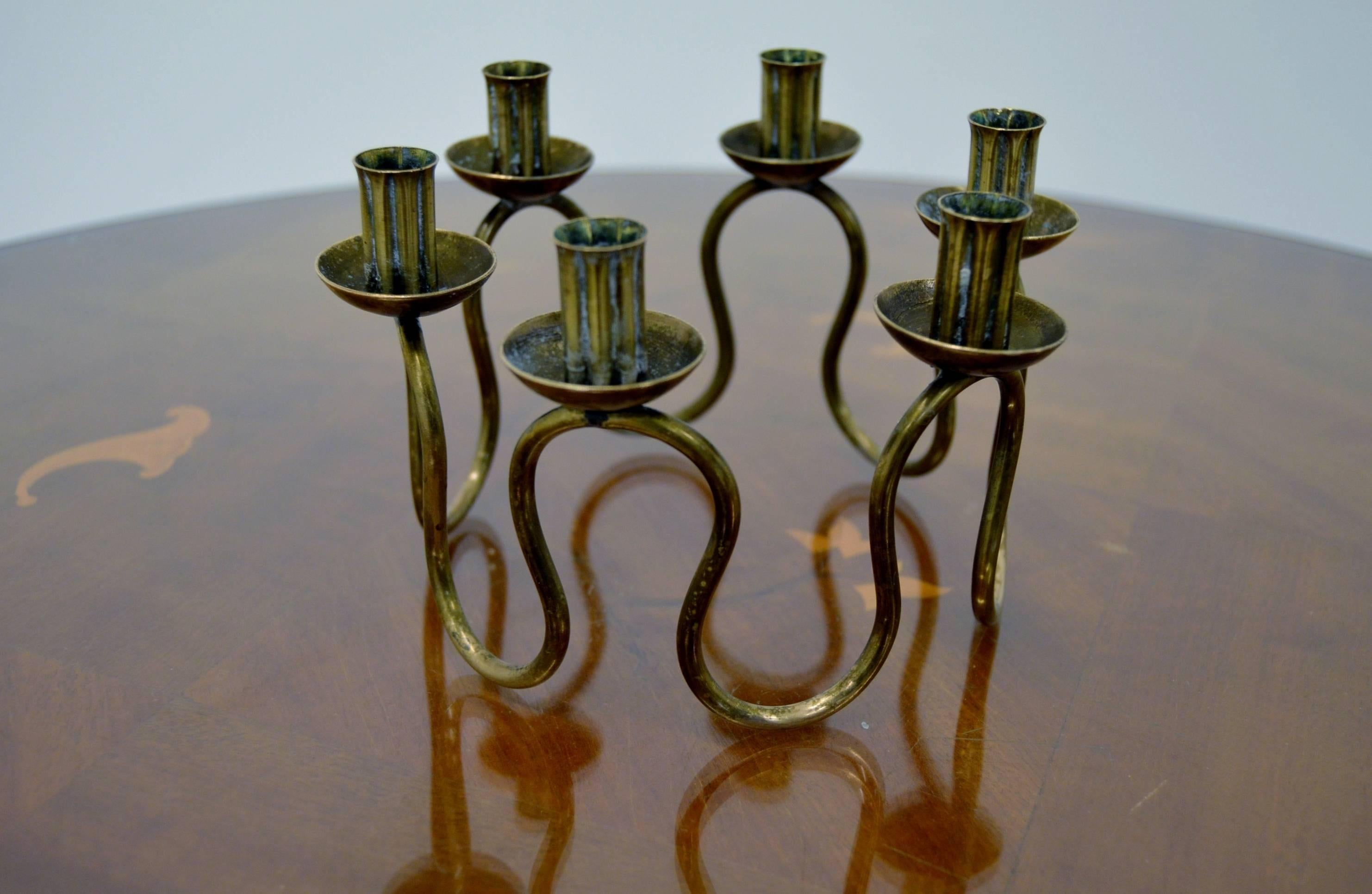 Scandinavian Modern Brass Candlestick