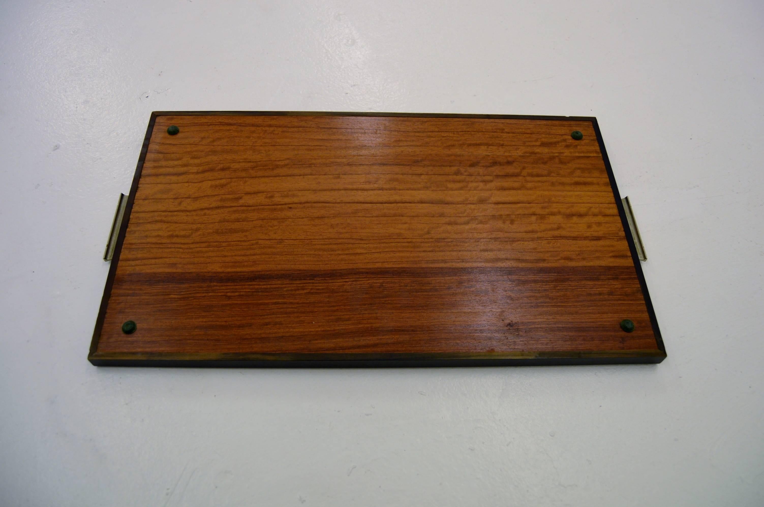 Elm Bar Serving Tray with Inlays from Mölby Intarsia, circa 1930s